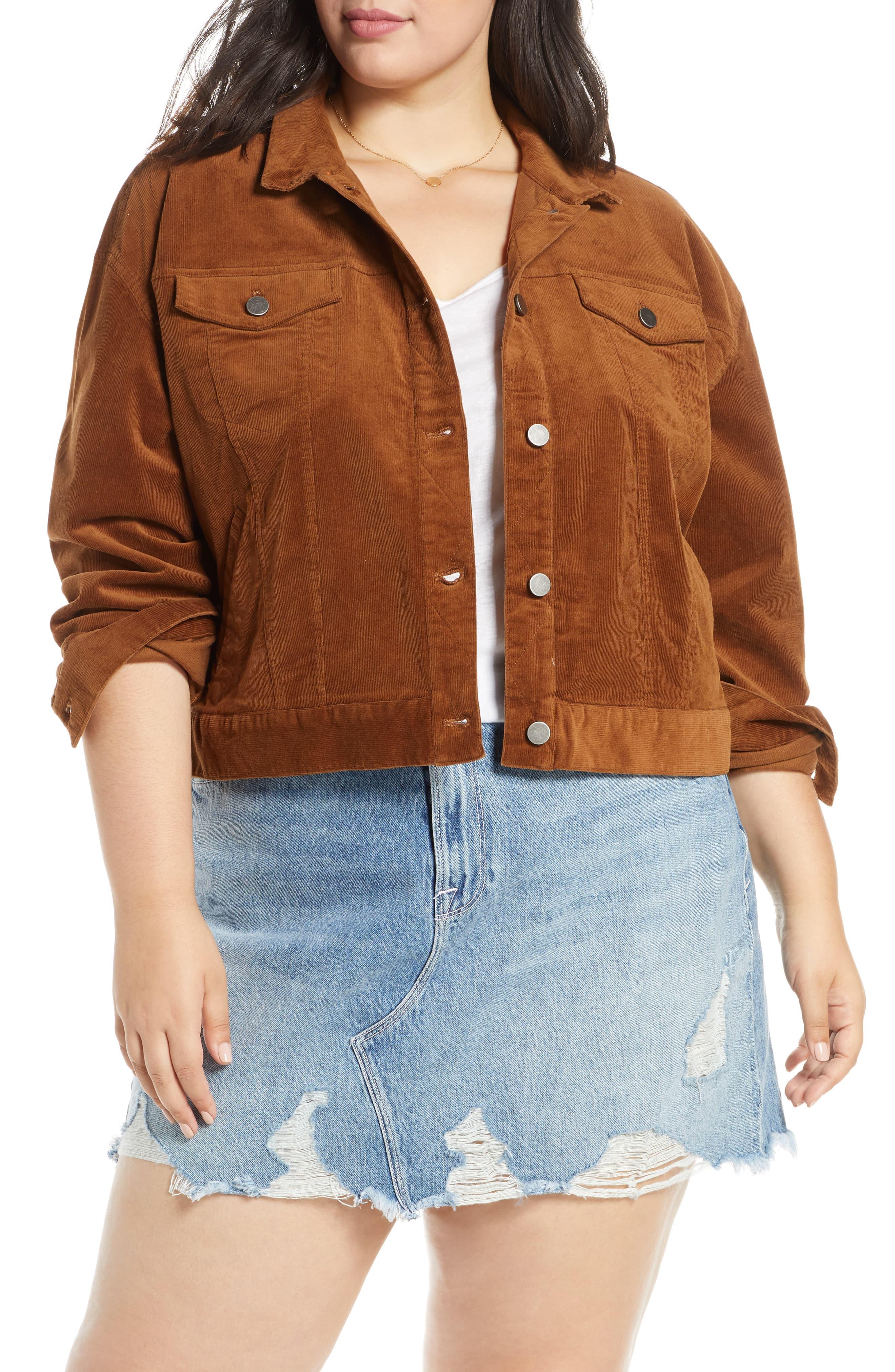 Download BP. Corduroy Crop Trucker Jacket in Brown - Lyst