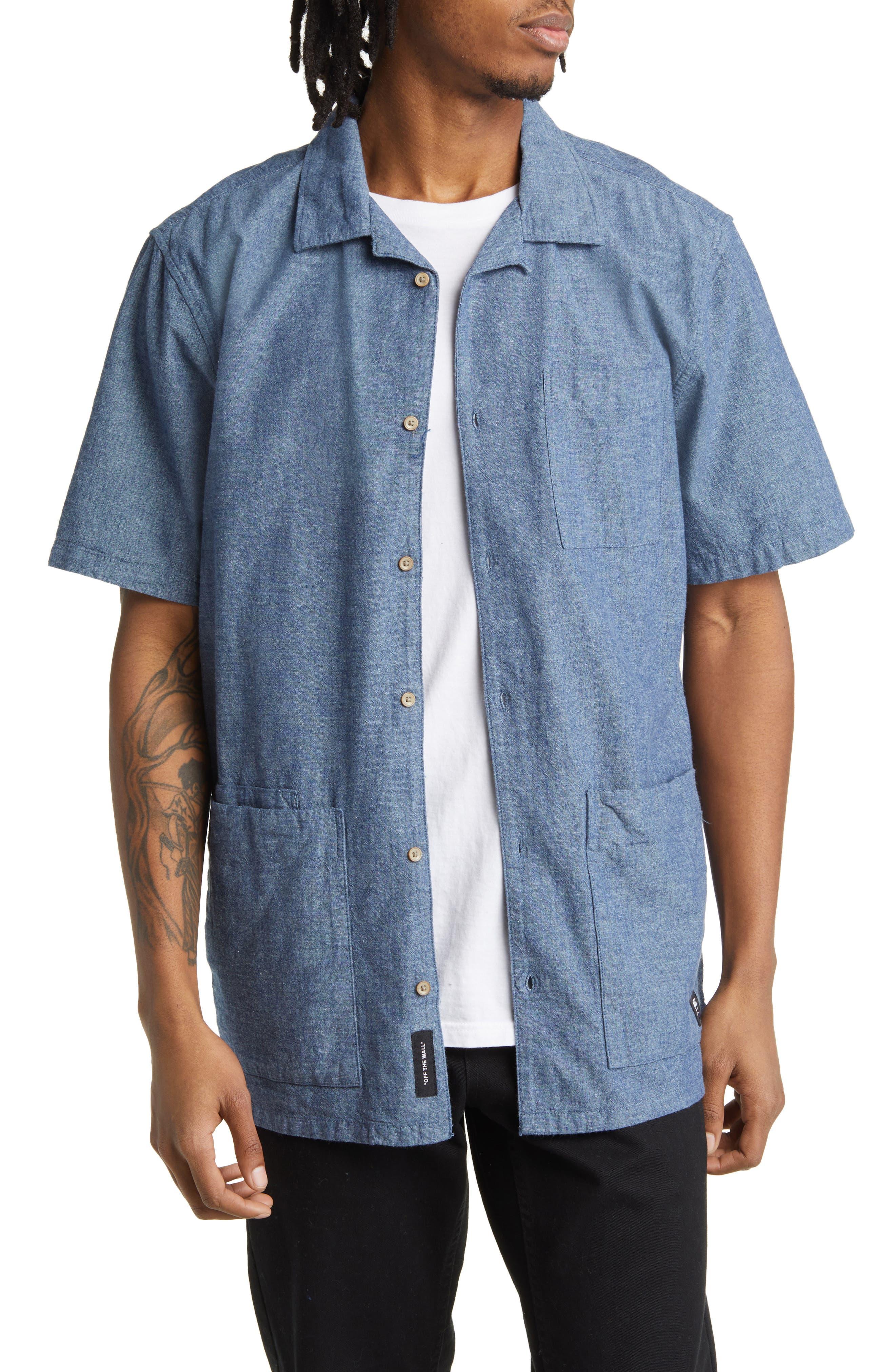 Vans Growth Garden Short Sleeve Button-up Shirt in Blue for Men | Lyst