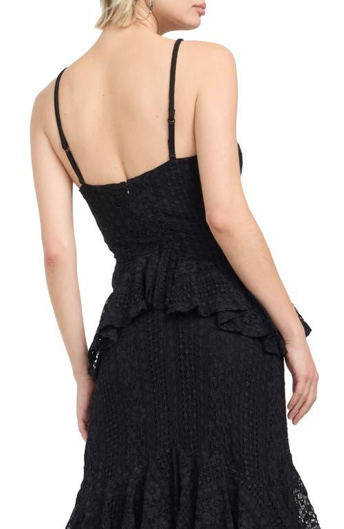 Guess Kalie Lace Ruffle Maxi Dress in Black | Lyst