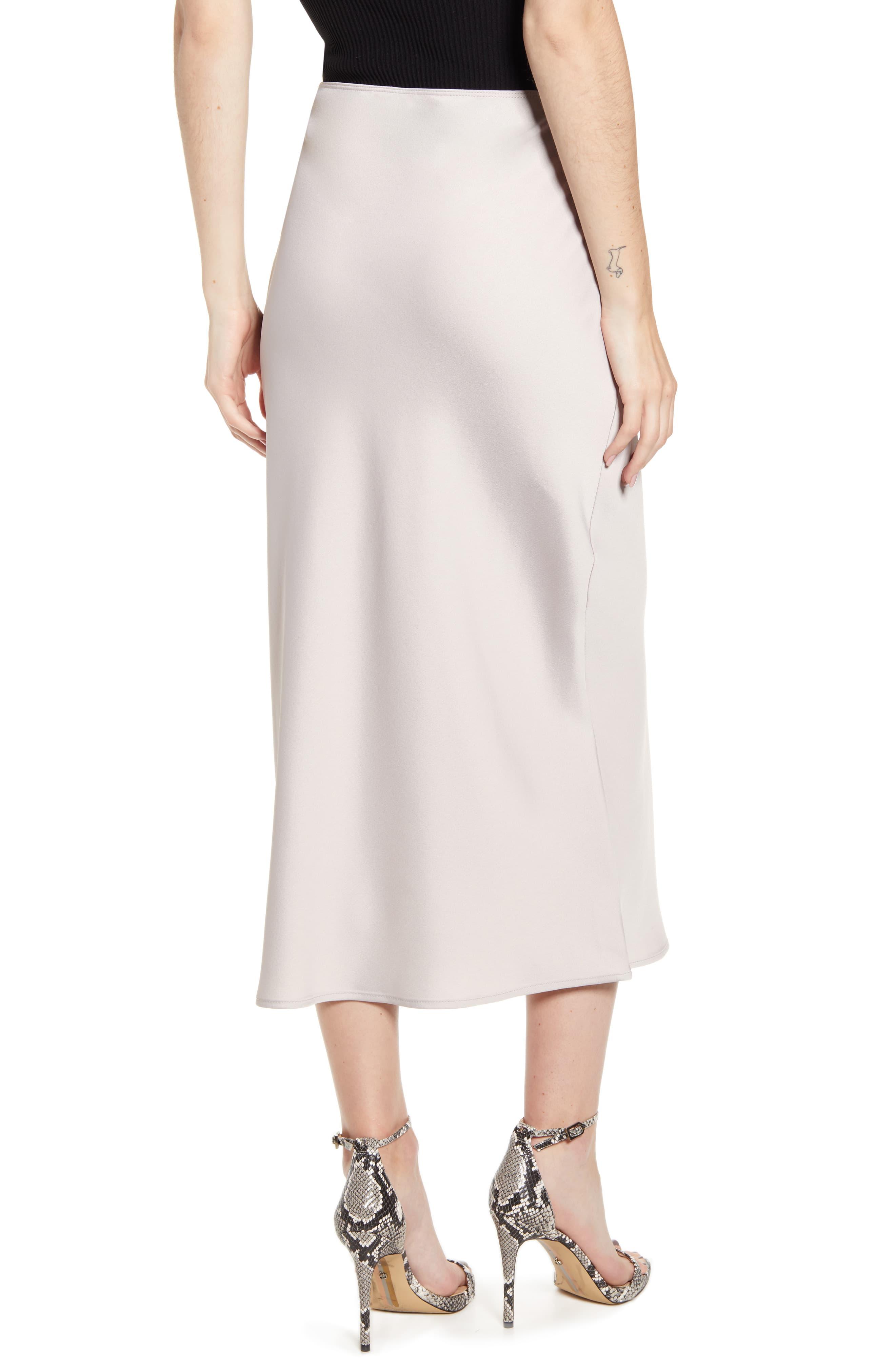 TOPSHOP Matte Satin Bias Cut Skirt in Grey (Gray) - Lyst