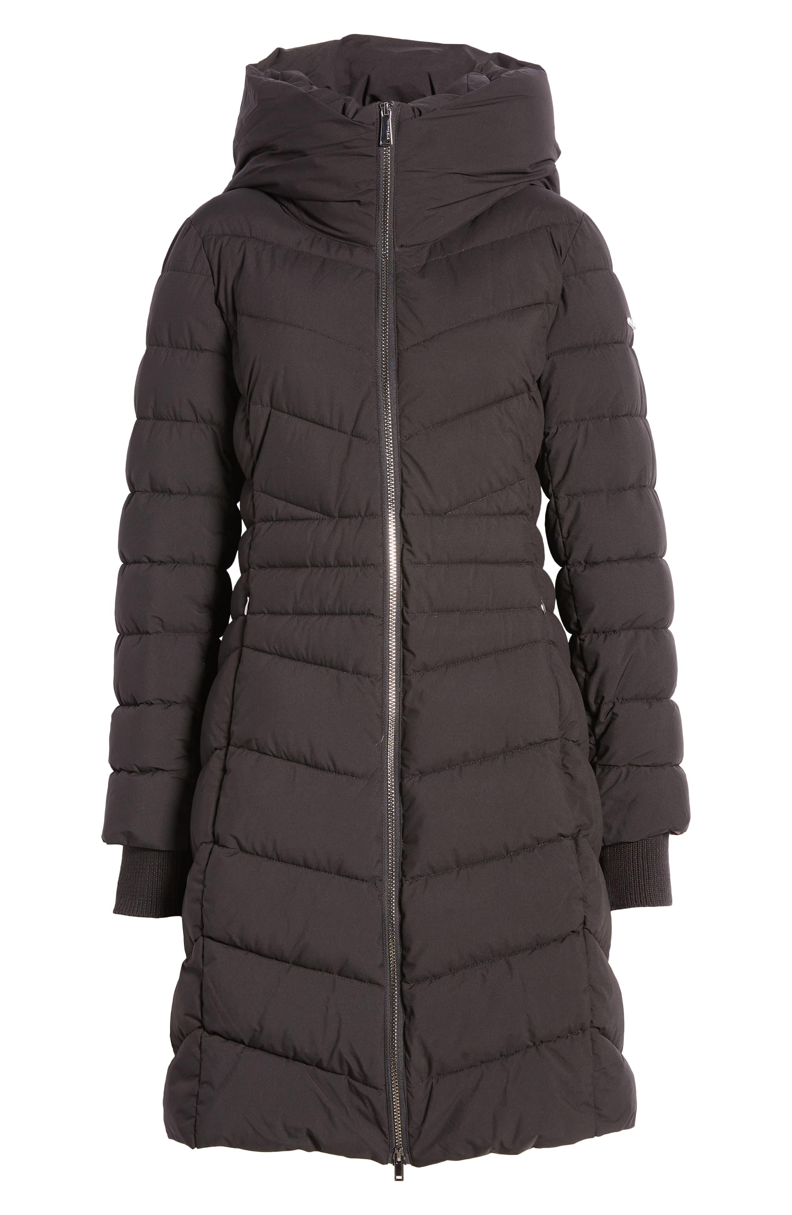 BCBGMAXAZRIA Water Resistant Midi Puffer Jacket in Black Lyst