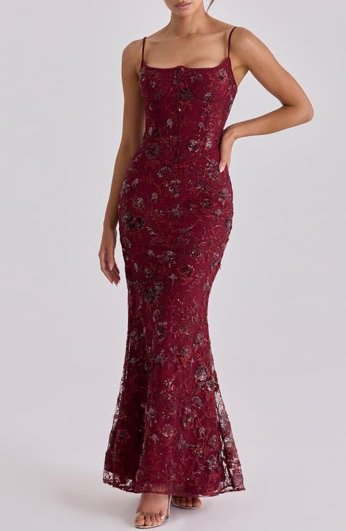 red flowy dress for women Red Sequin Plunge V Backless Mermaid Maxi Dress with Slit Red / 00 / Sequins main image 0