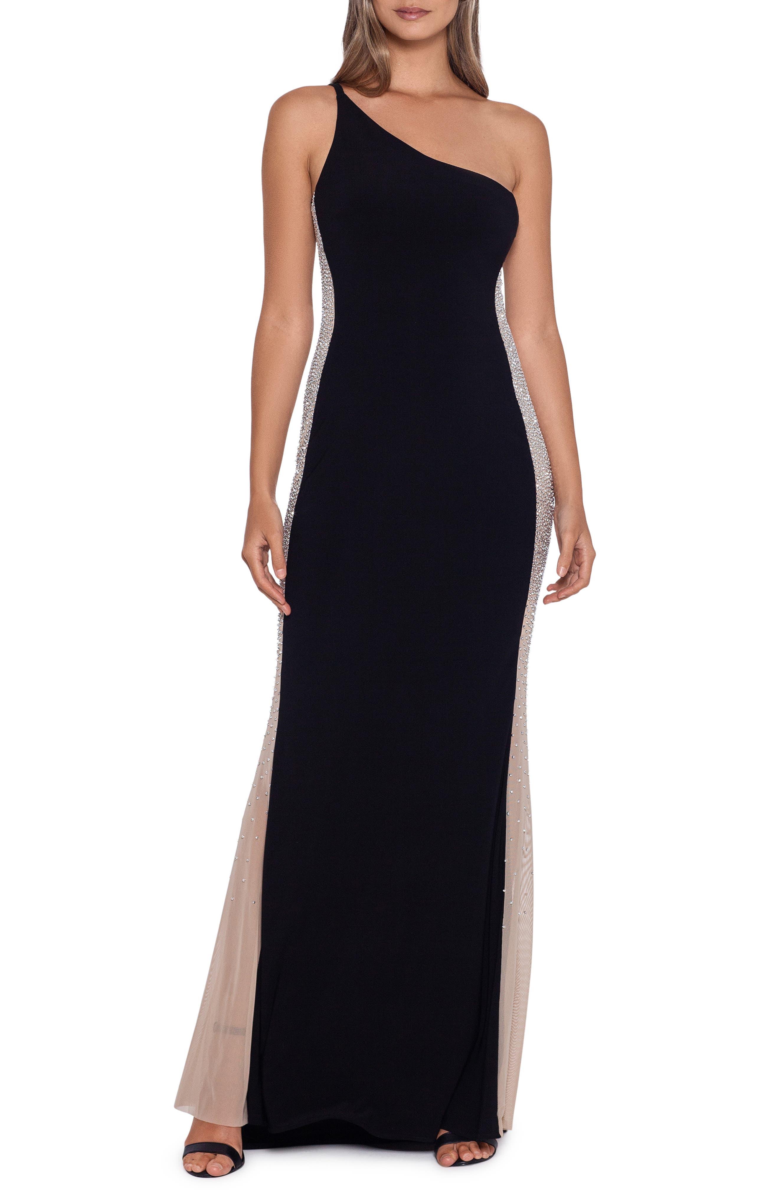 Xscape Embellished One Shoulder Evening Gown in Blue Lyst