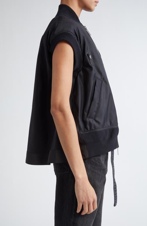 ■sacai■サカイ■Short Sleeve Nylon Twill Bomber Jacket■ Sacai Nylon Twill Short Sleeve Bomber Jacket in Black | Lyst