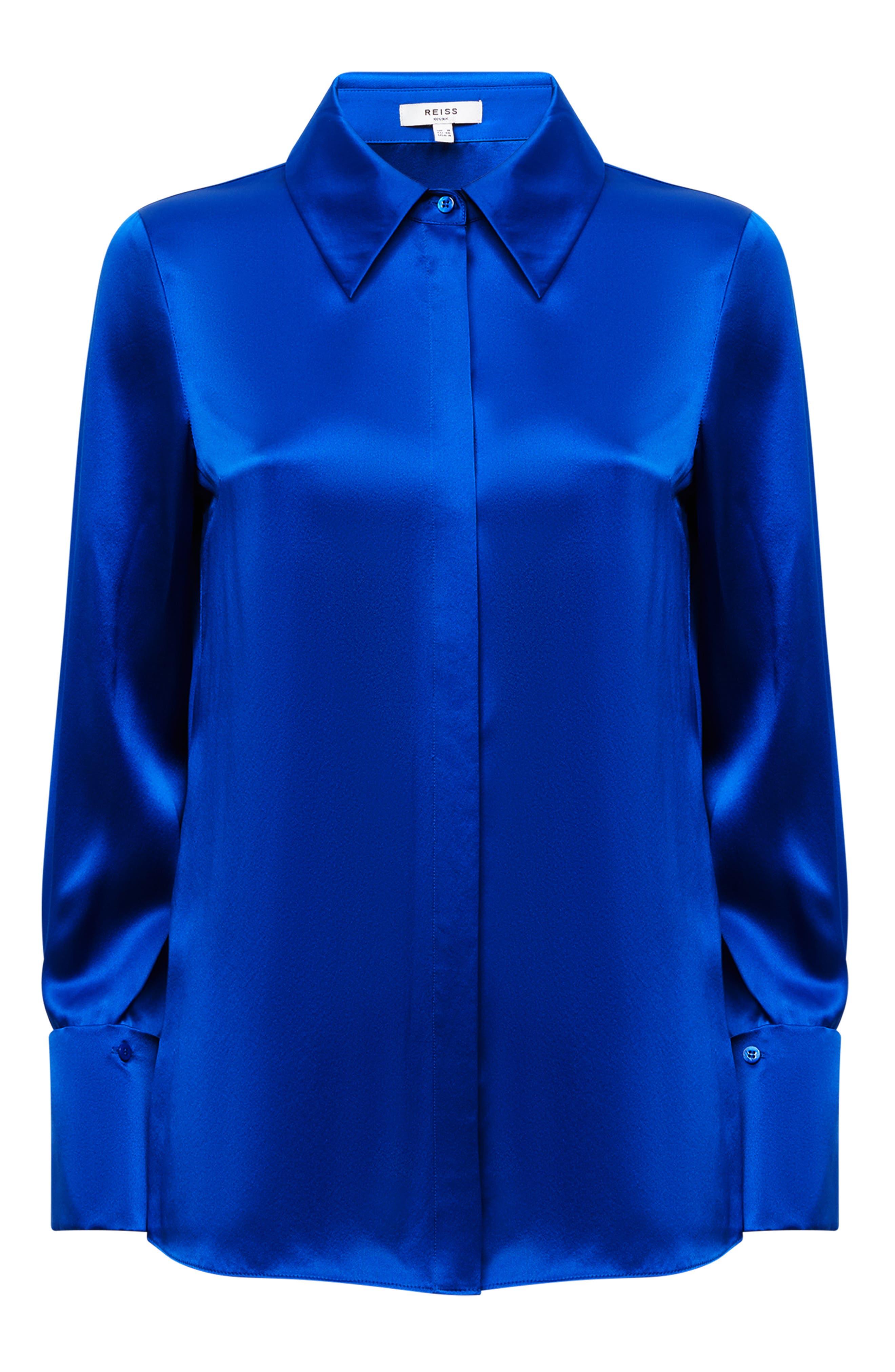in | Reiss Haley Shirt Blue Button-up Silk Lyst