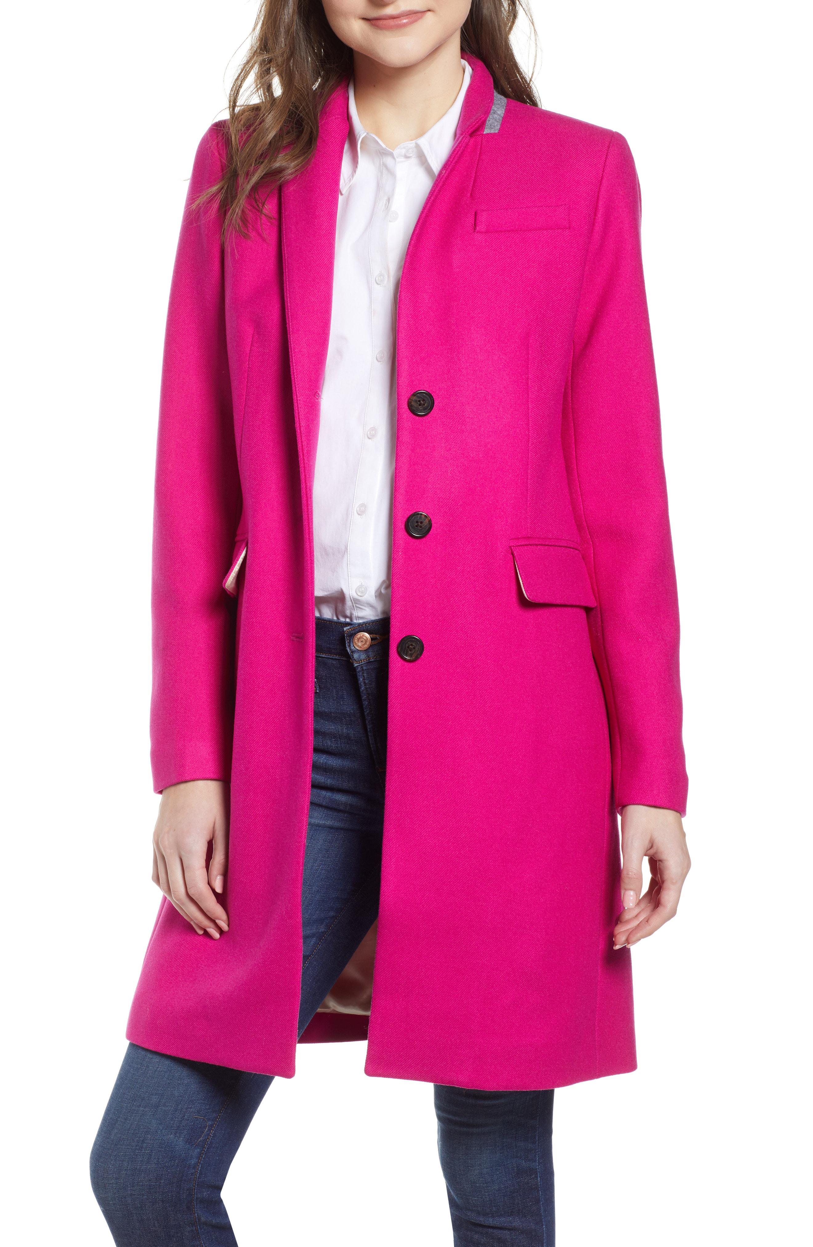 J.Crew Petite Regent Topcoat In Double-serge Wool in Pink ...