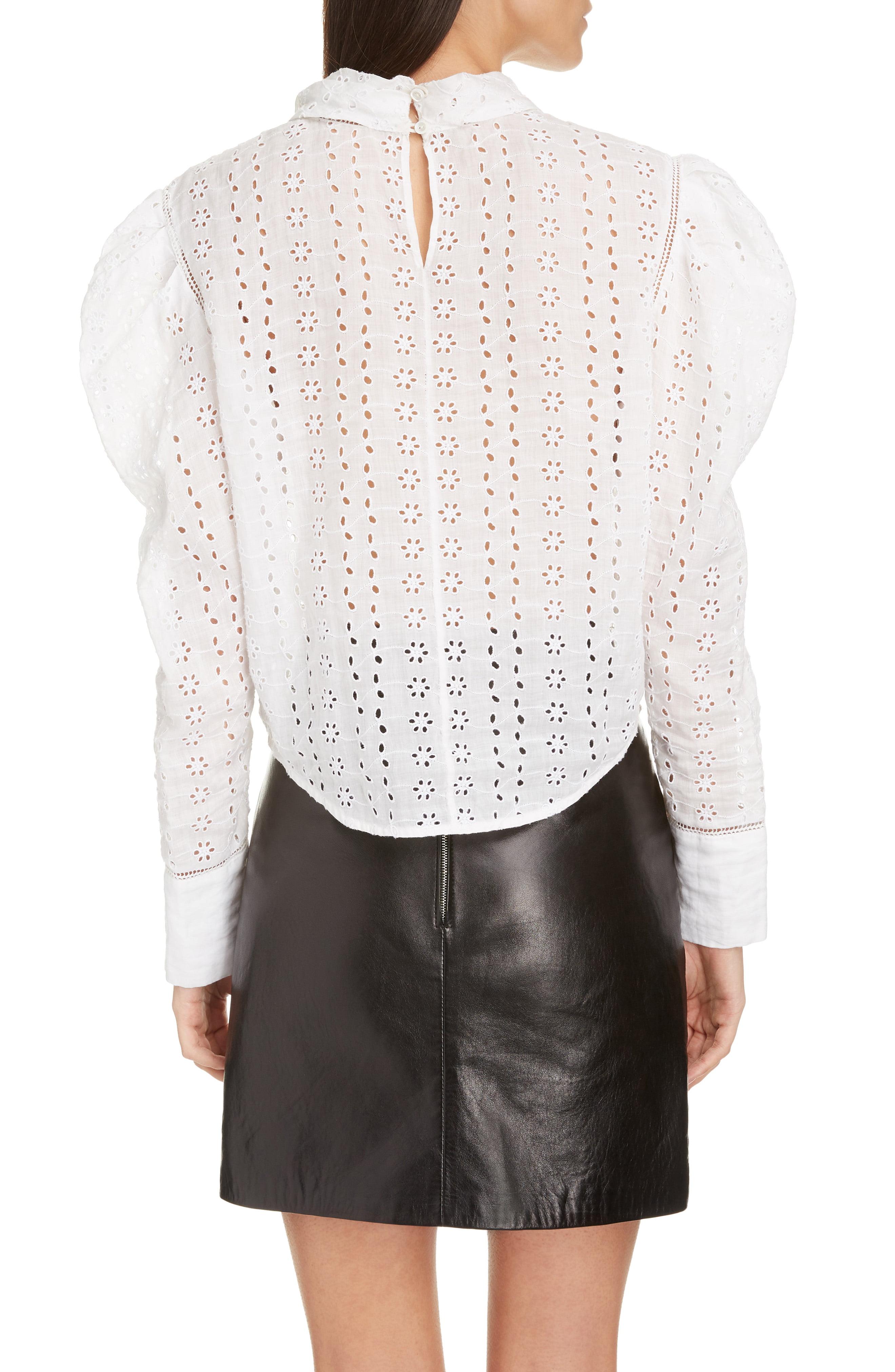 Isabel Marant Qyandi Embroidered Eyelet Blouse in White Lyst