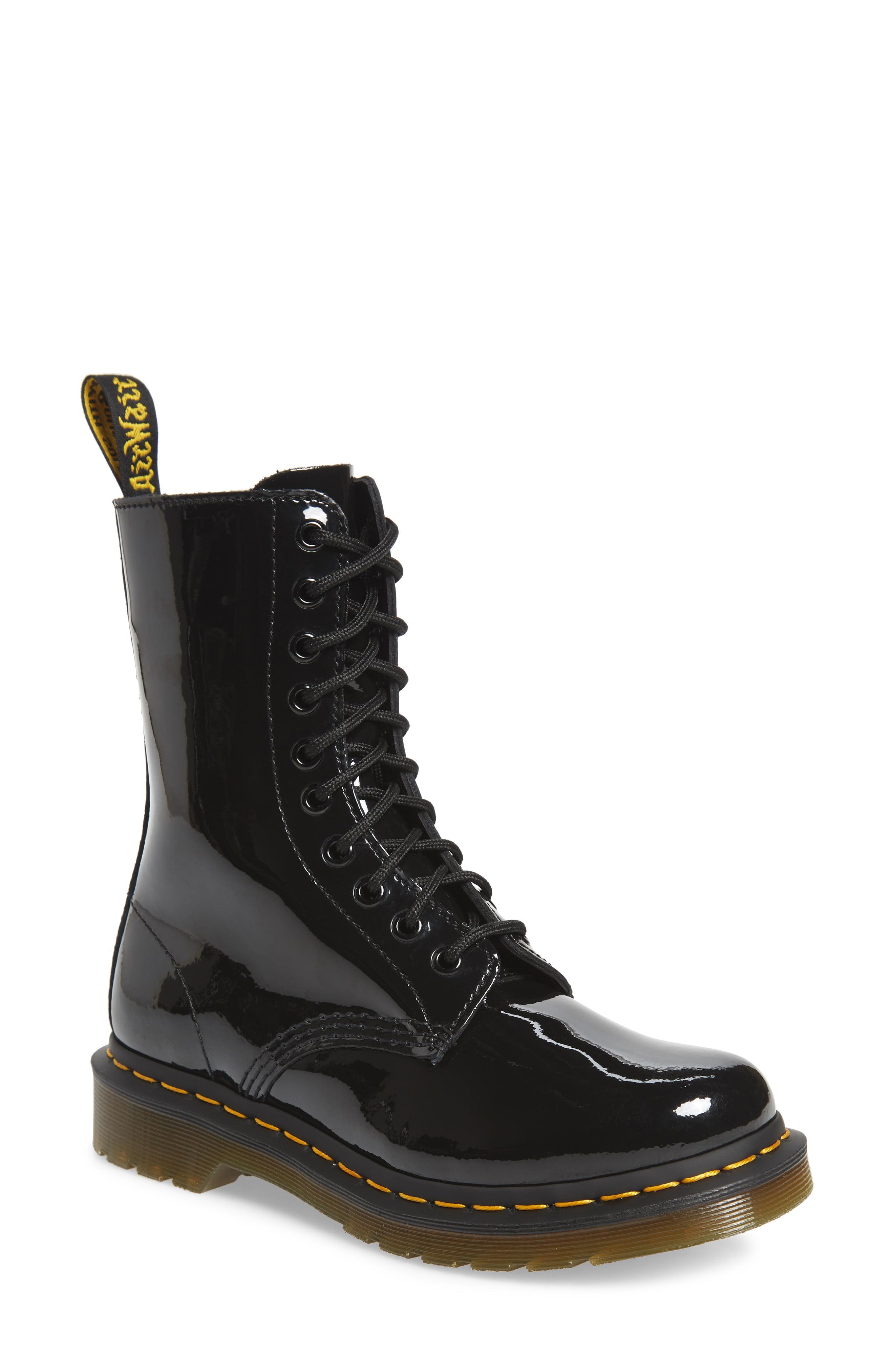 doc martens black patent boots
