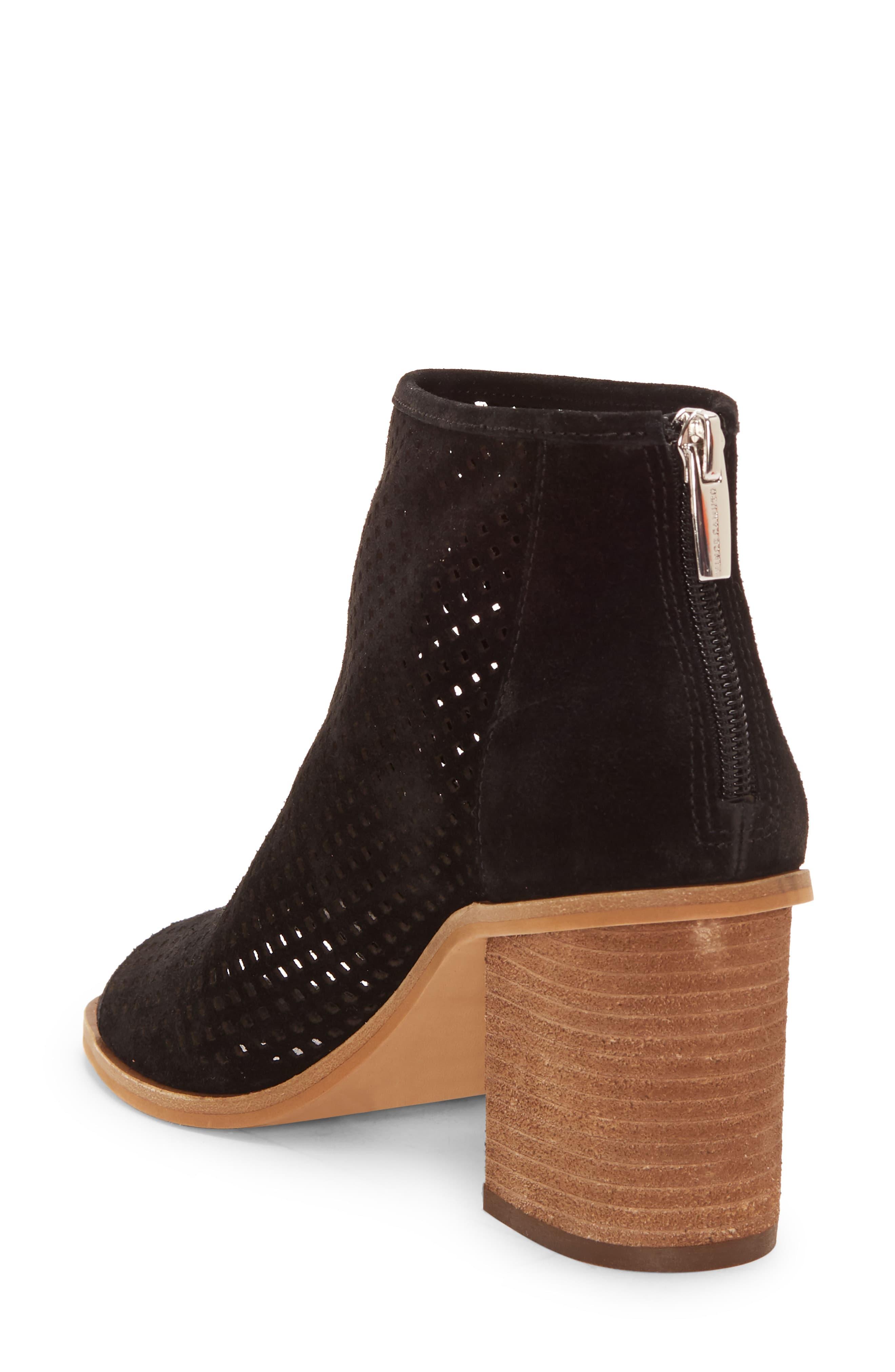 vince camuto black open toe booties
