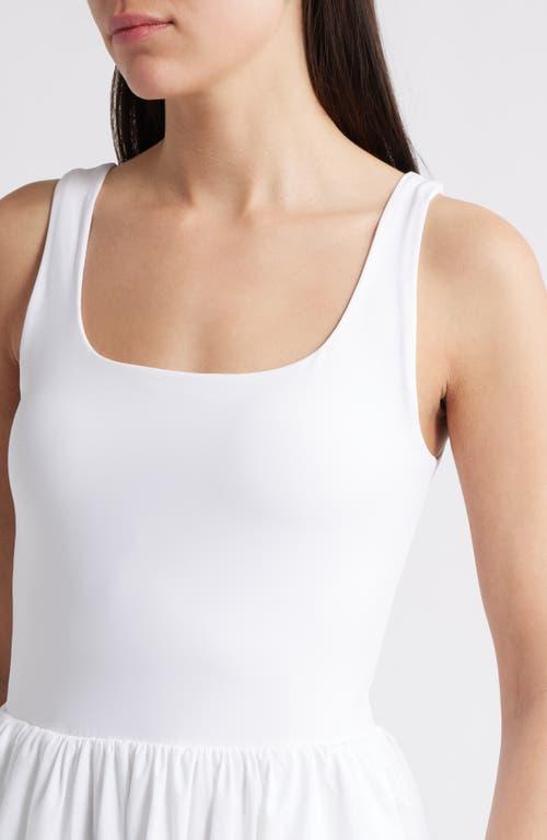 Spanx Spanxsmooth Jersey Mixed Media Midi Dress in White | Lyst