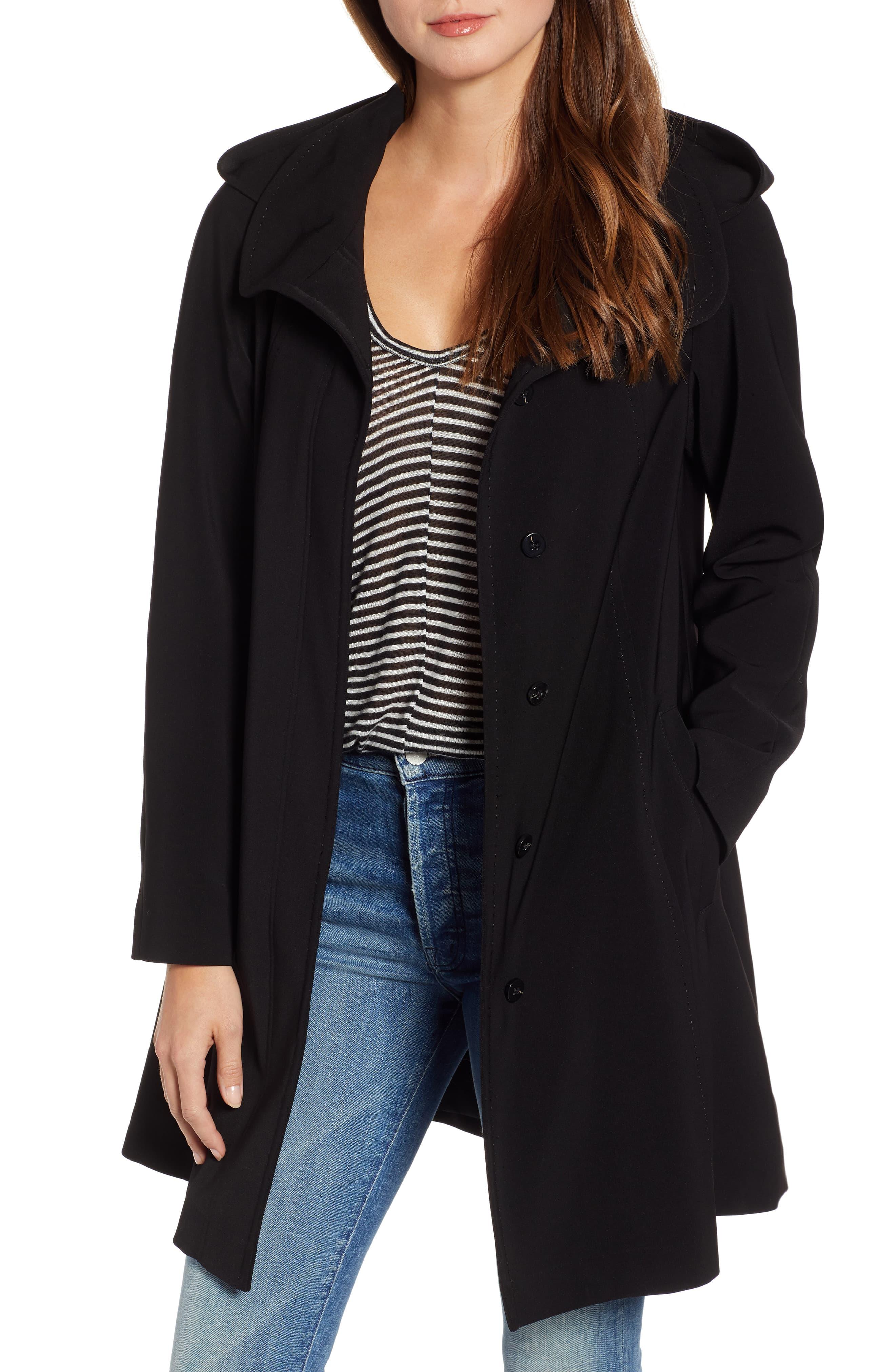Gallery Nepage Hooded Swing Raincoat in Black Lyst