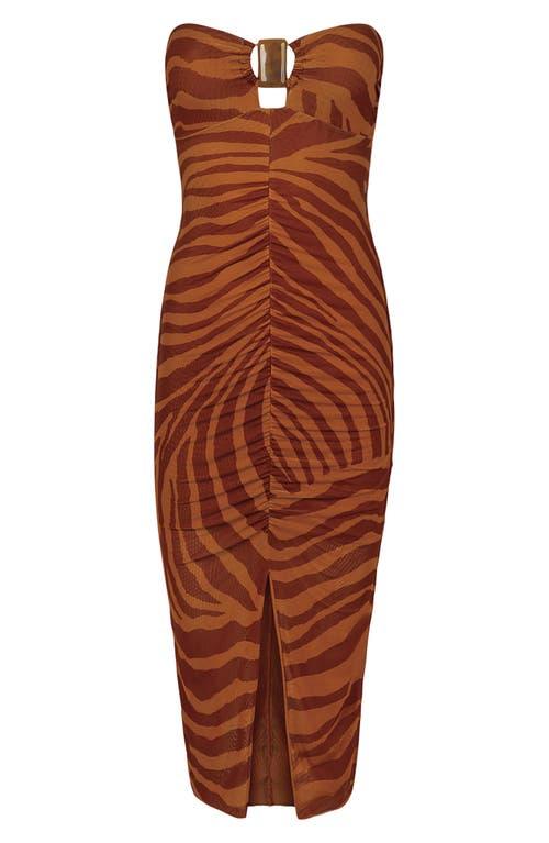 celeste maxi dress in chocolate brown superdown Patbo Selene PRINTED Mesh Beach Dress
