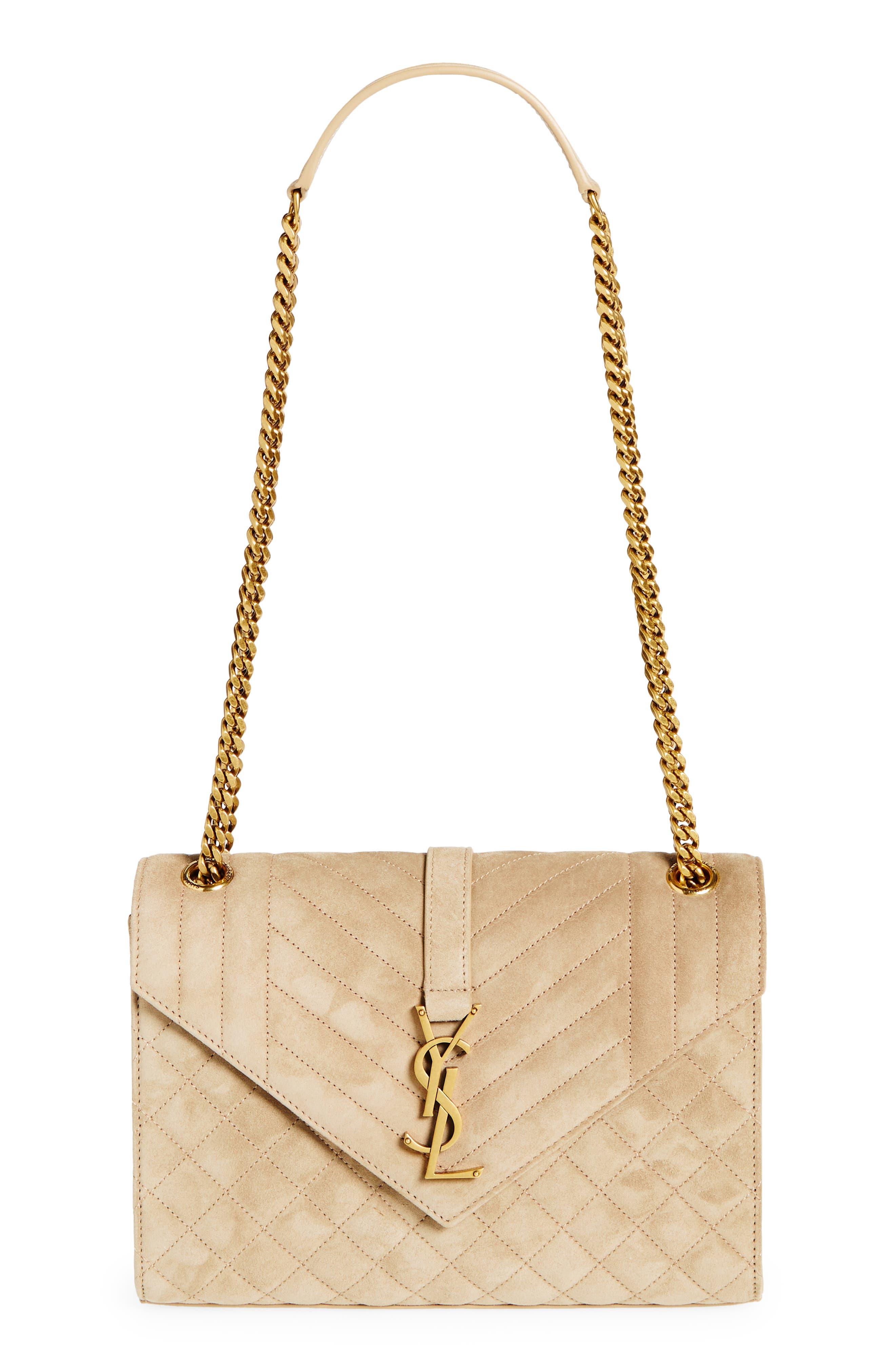 Saint Laurent Medium Envelope Suede Crossbody Bag in Natural Lyst
