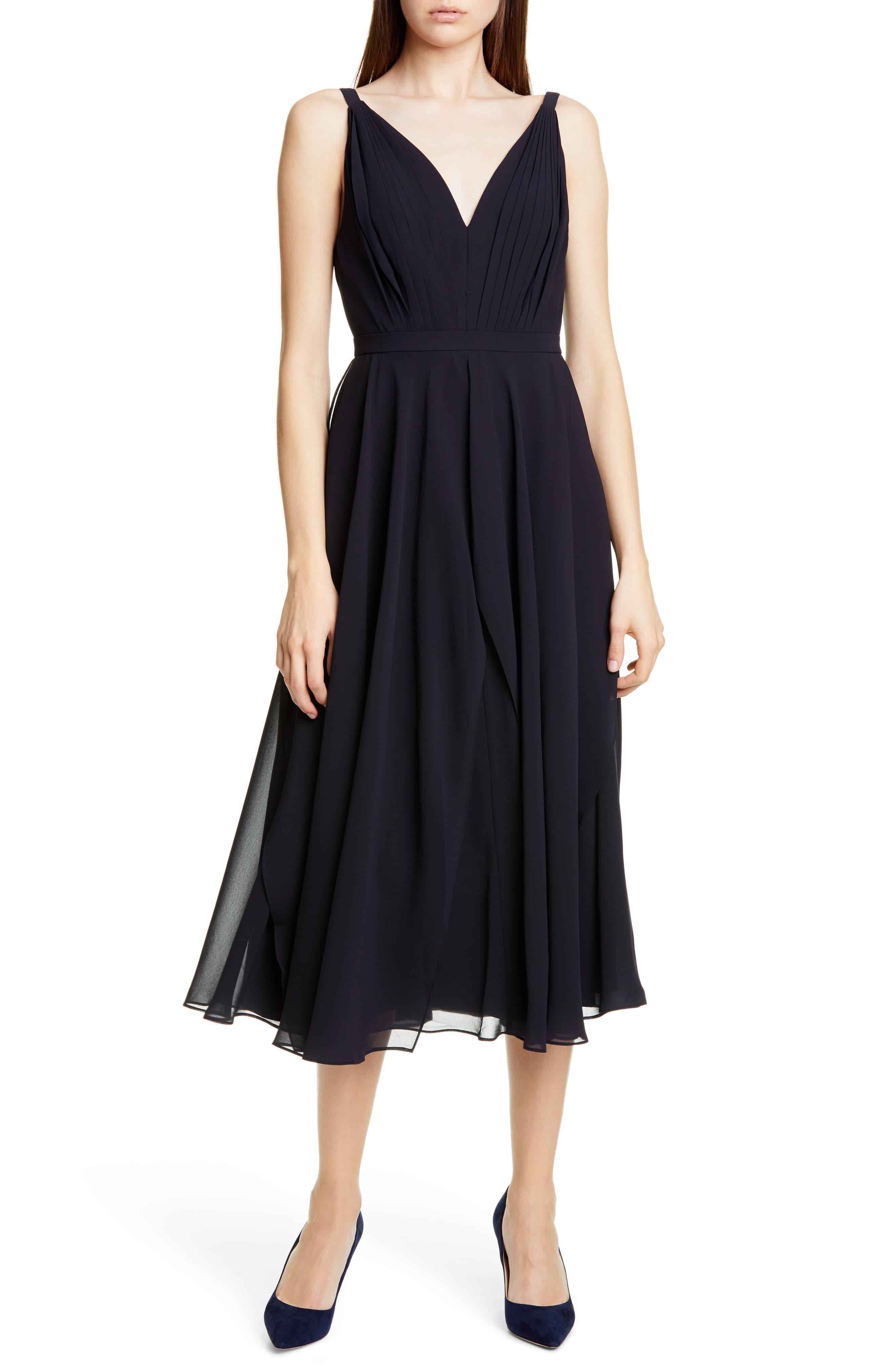 v neck georgette midi dress