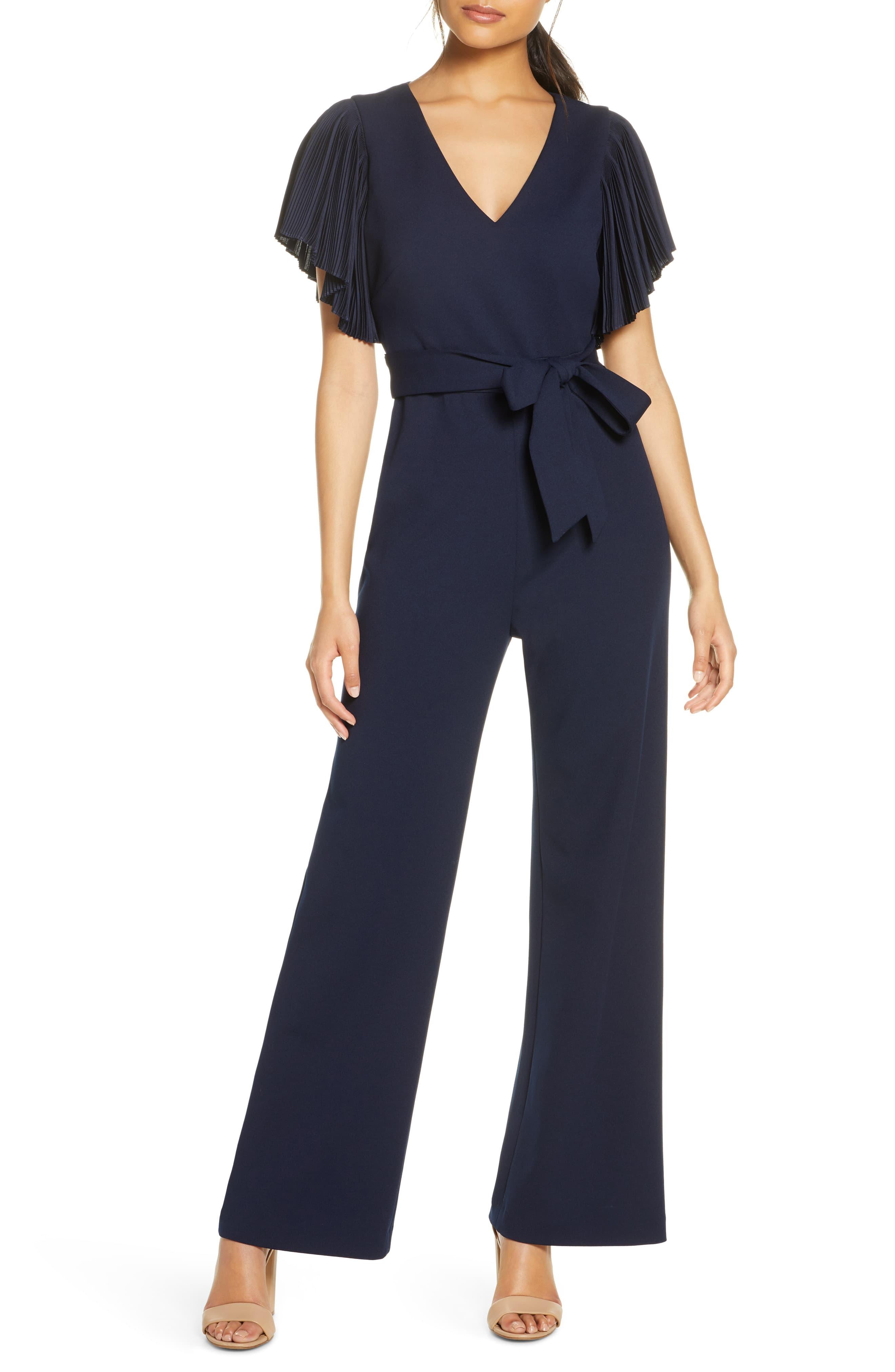 eliza j pleated sleeve jumpsuit