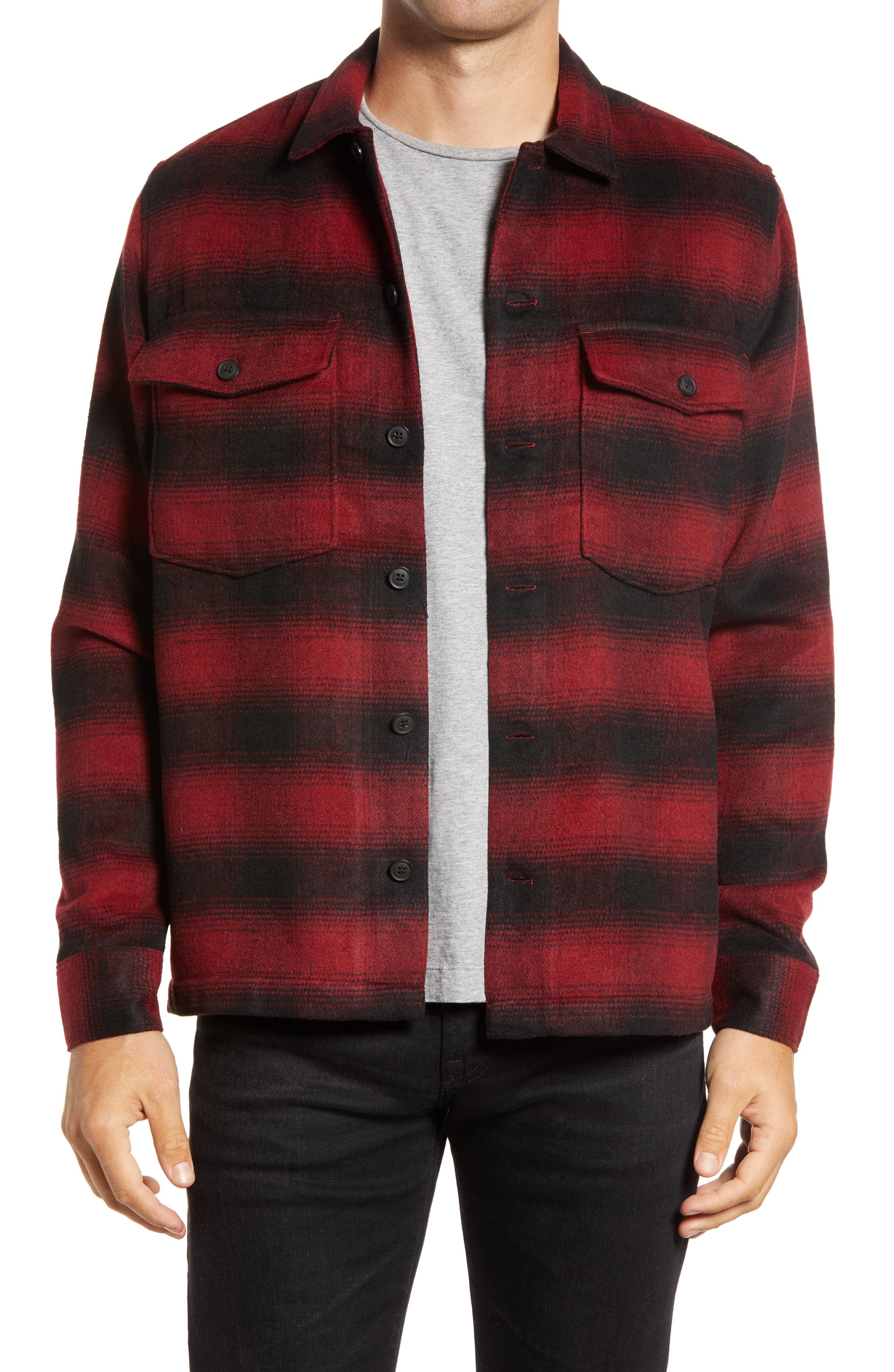red and black checkered wool jacket