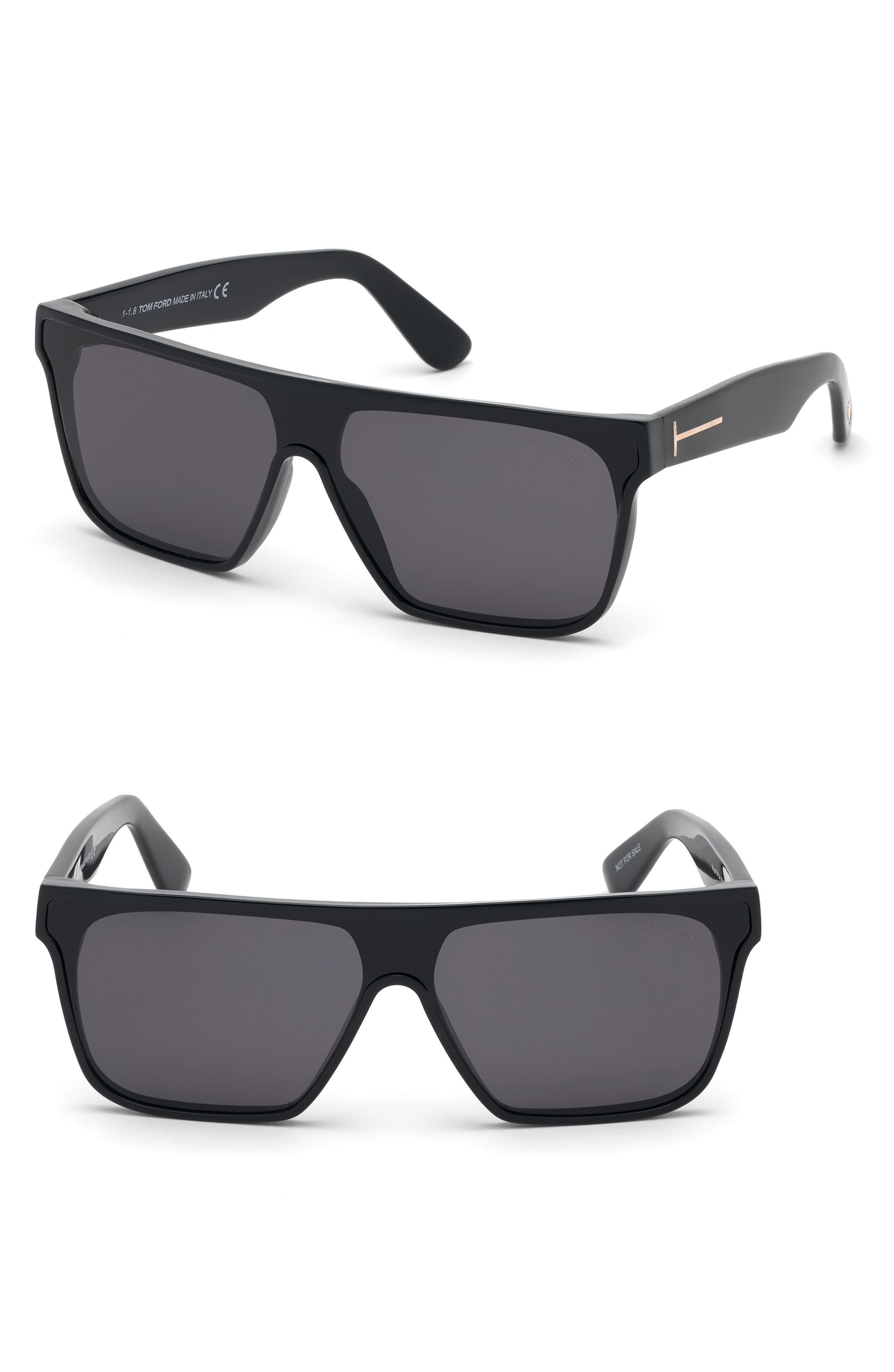 Tom Ford Wyhat 140mm Shield Sunglasses Shiny Black/ Brown for Men Lyst