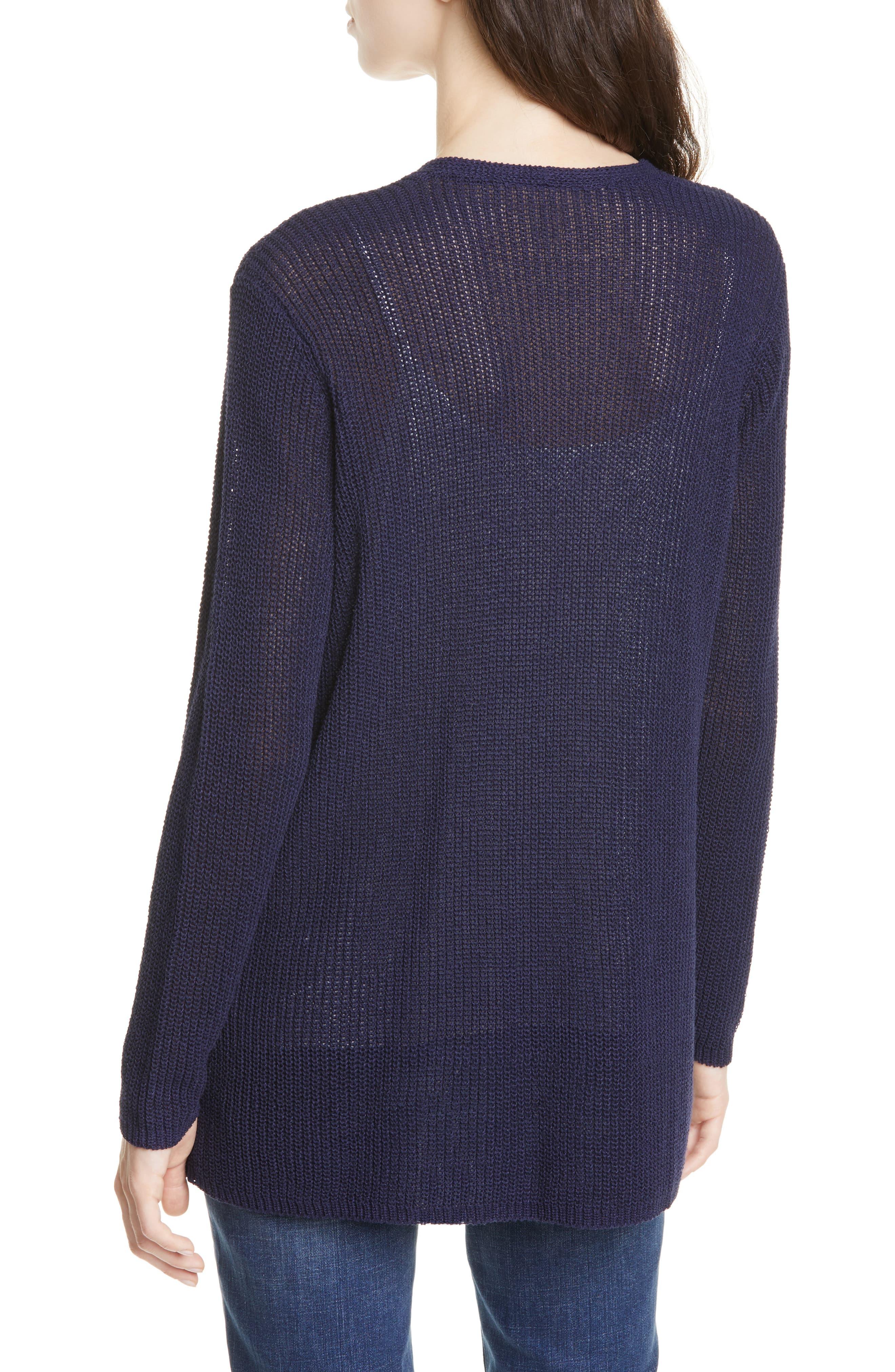 Eileen Fisher Organic Linen & Cotton Blend Cardigan in Midnight (Blue) - Lyst