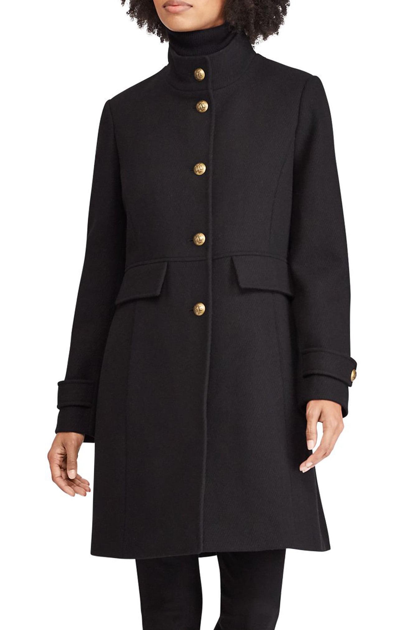 Lauren by Ralph Lauren Wool Blend Military Coat in Black Lyst