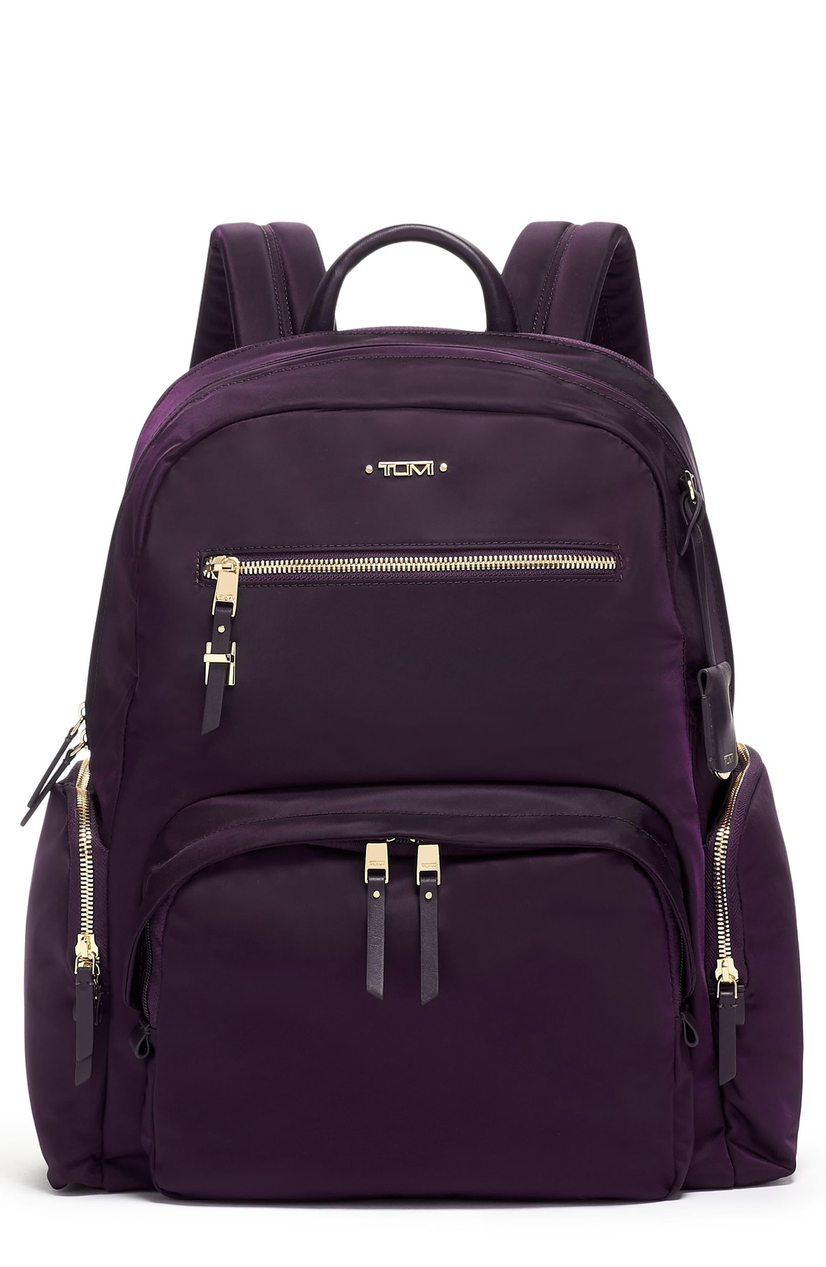 tumi purple backpack