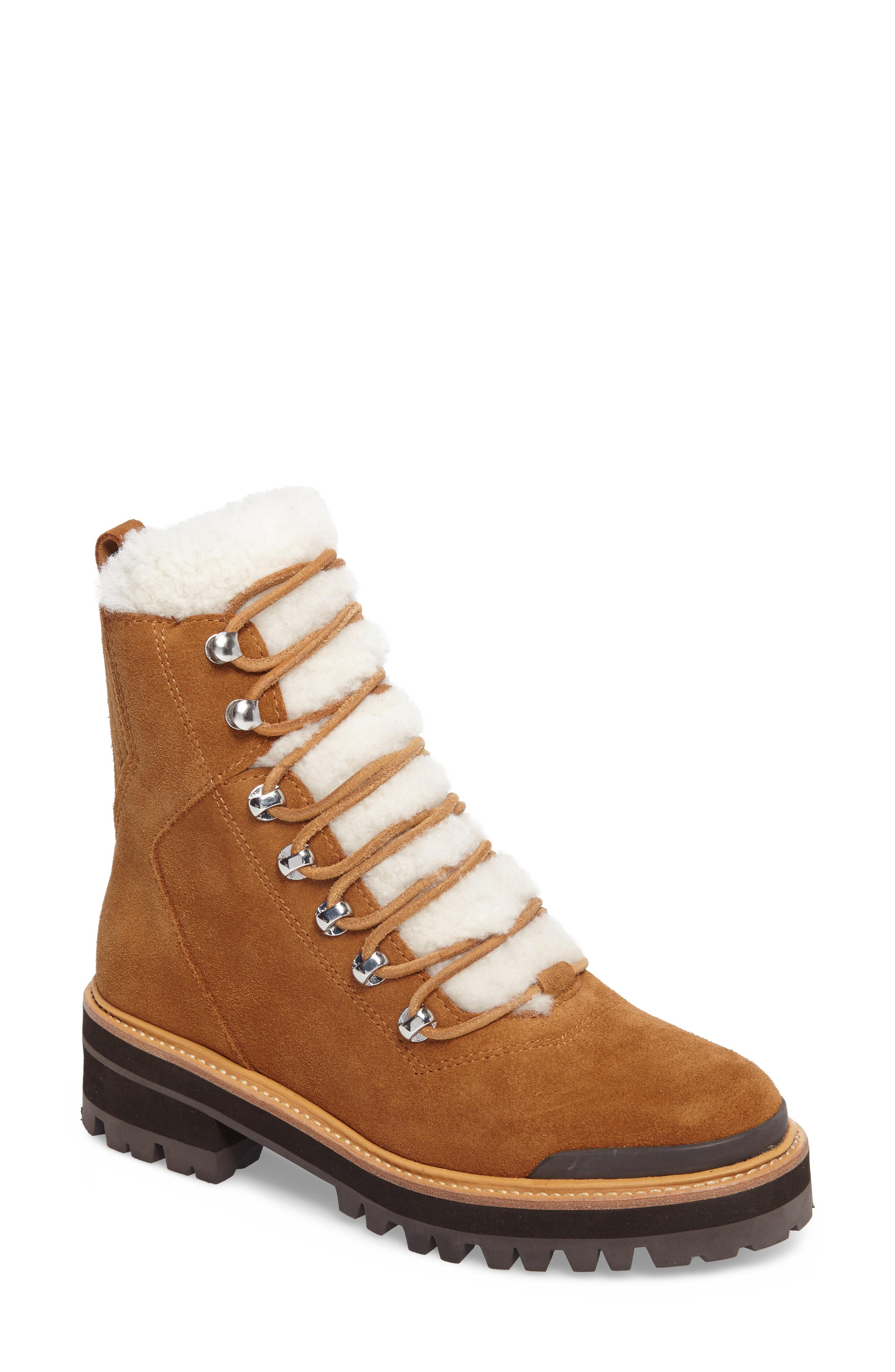izzie genuine shearling lace up boot marc fisher ltd