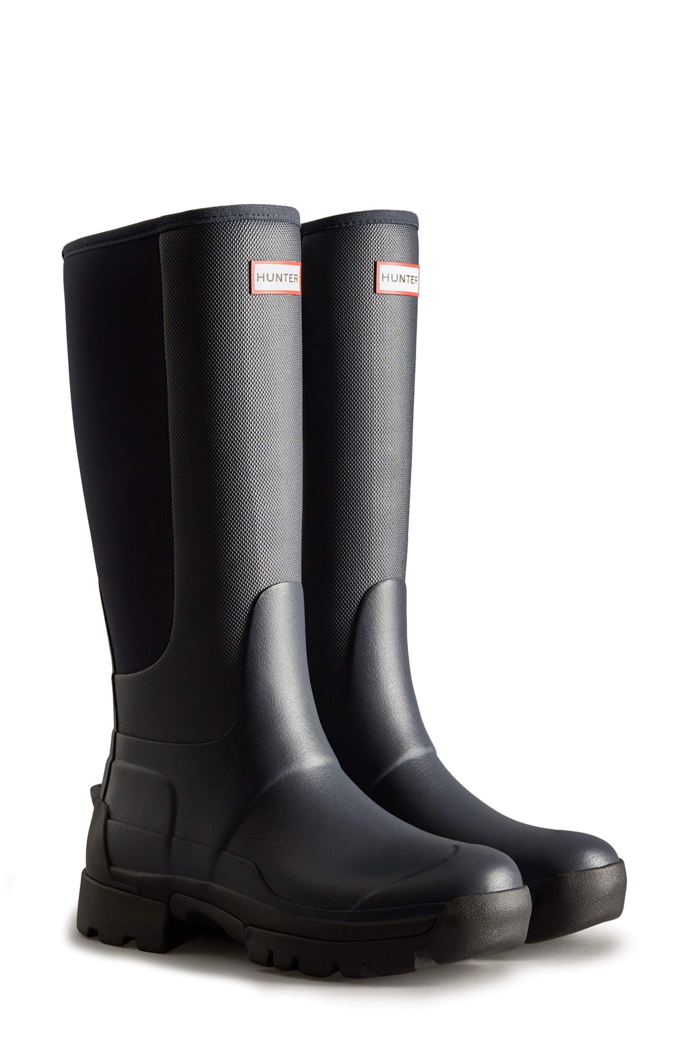 HUNTER Balmoral Hybrid Waterproof Tall Rain Boot in Black Lyst