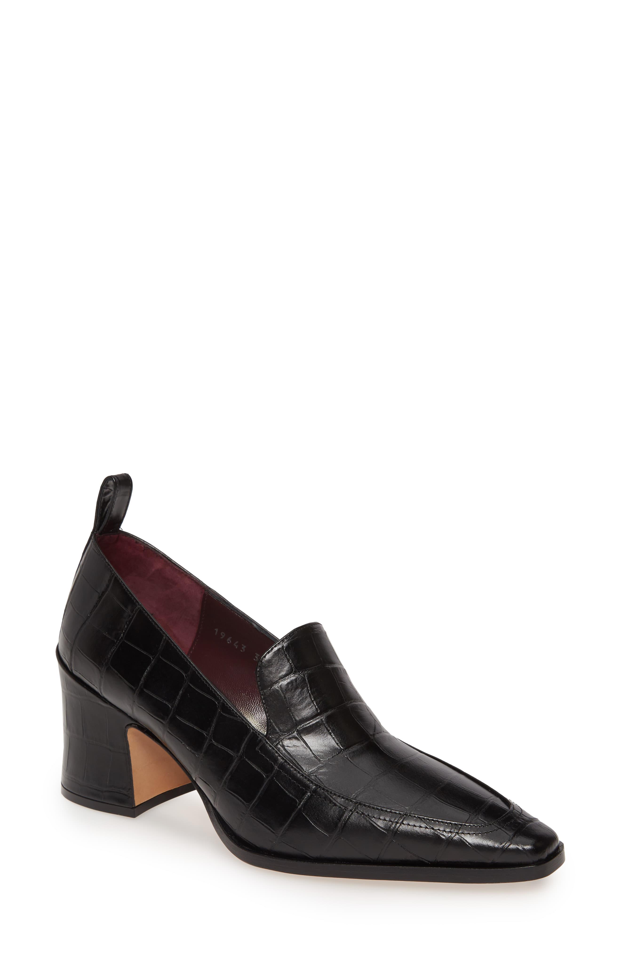 black block heel loafer