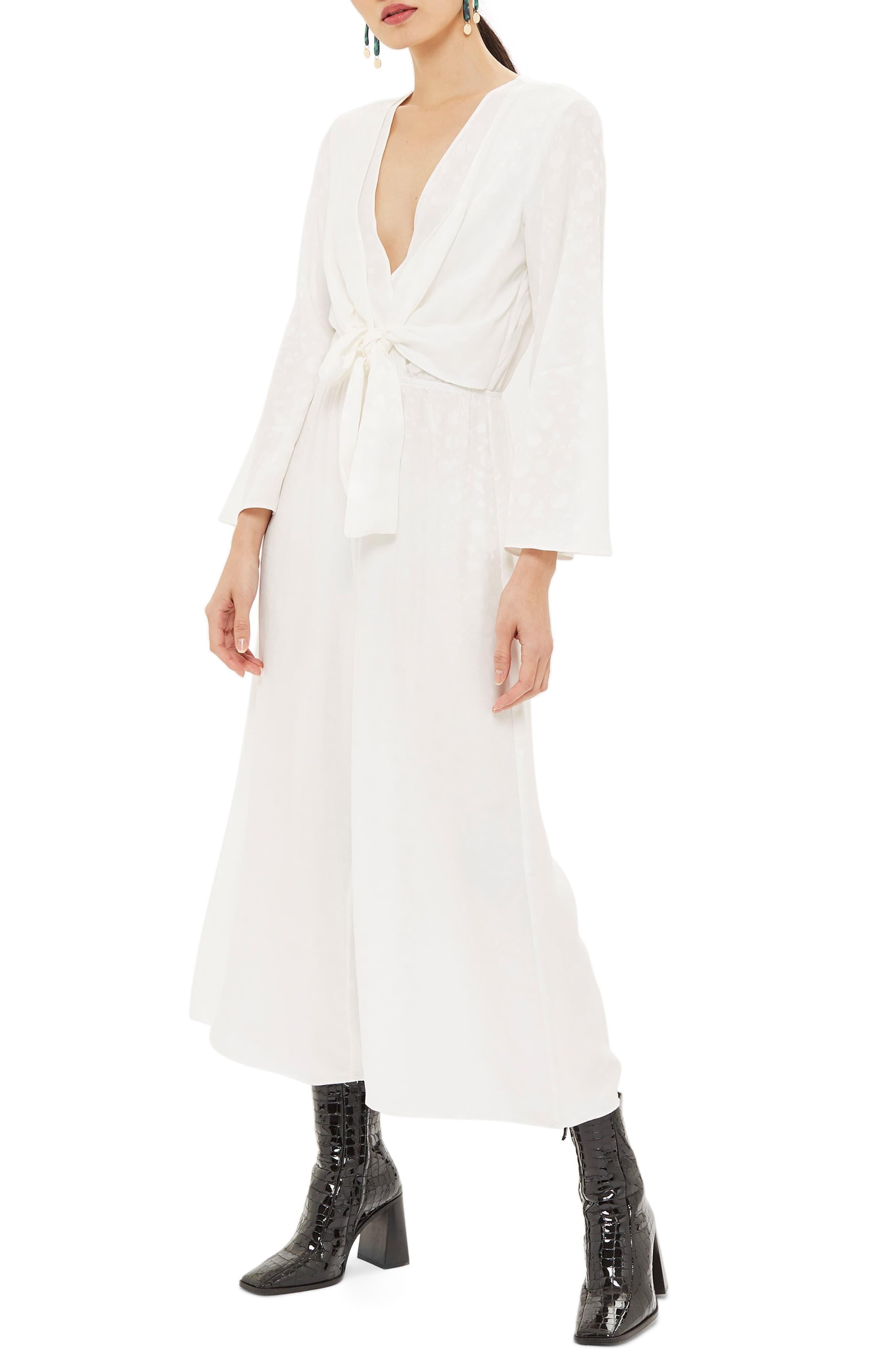 topshop green jacquard jumpsuit