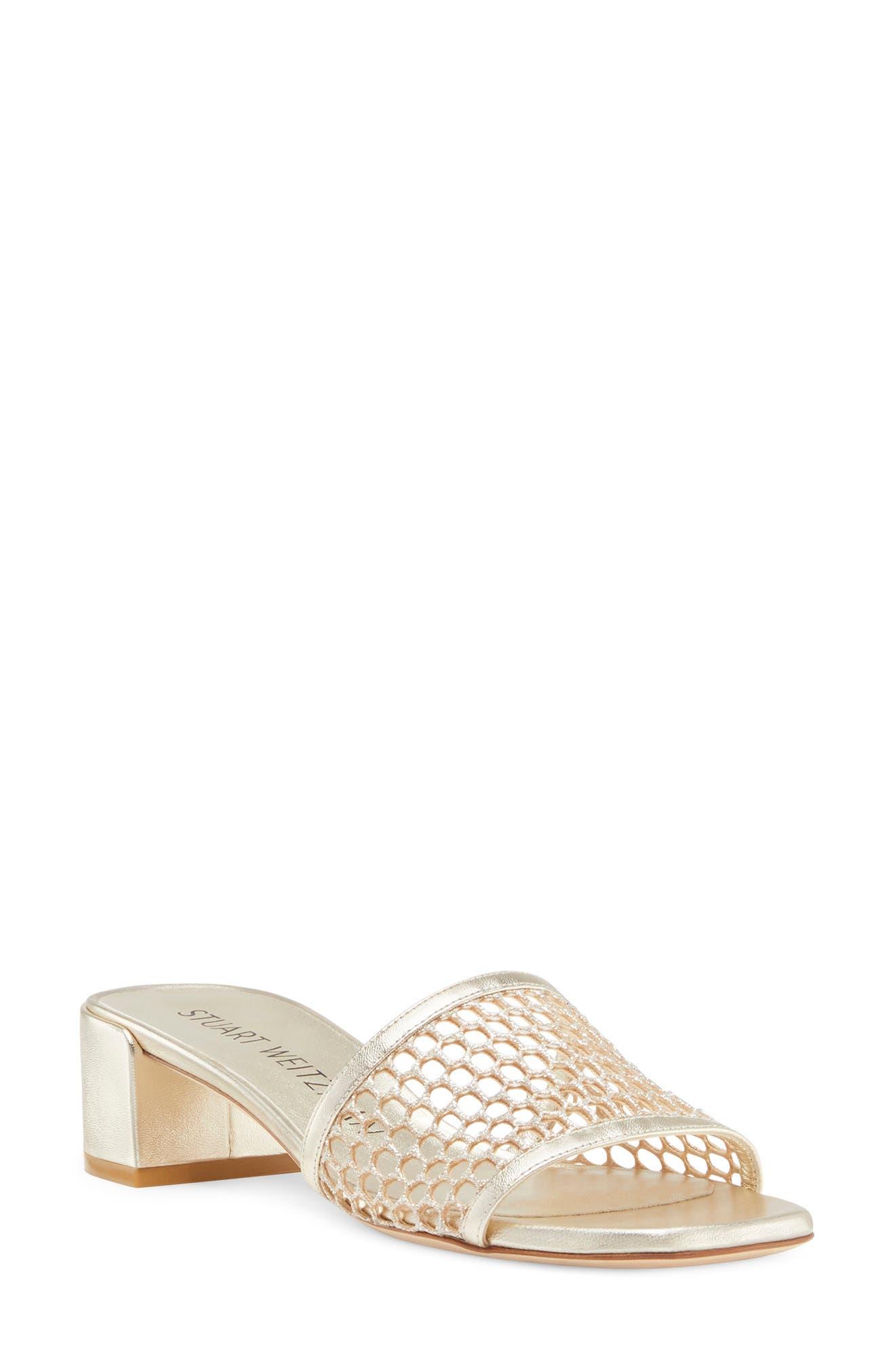 Stuart Weitzman Cayman Block Heel Sandal in Natural | Lyst