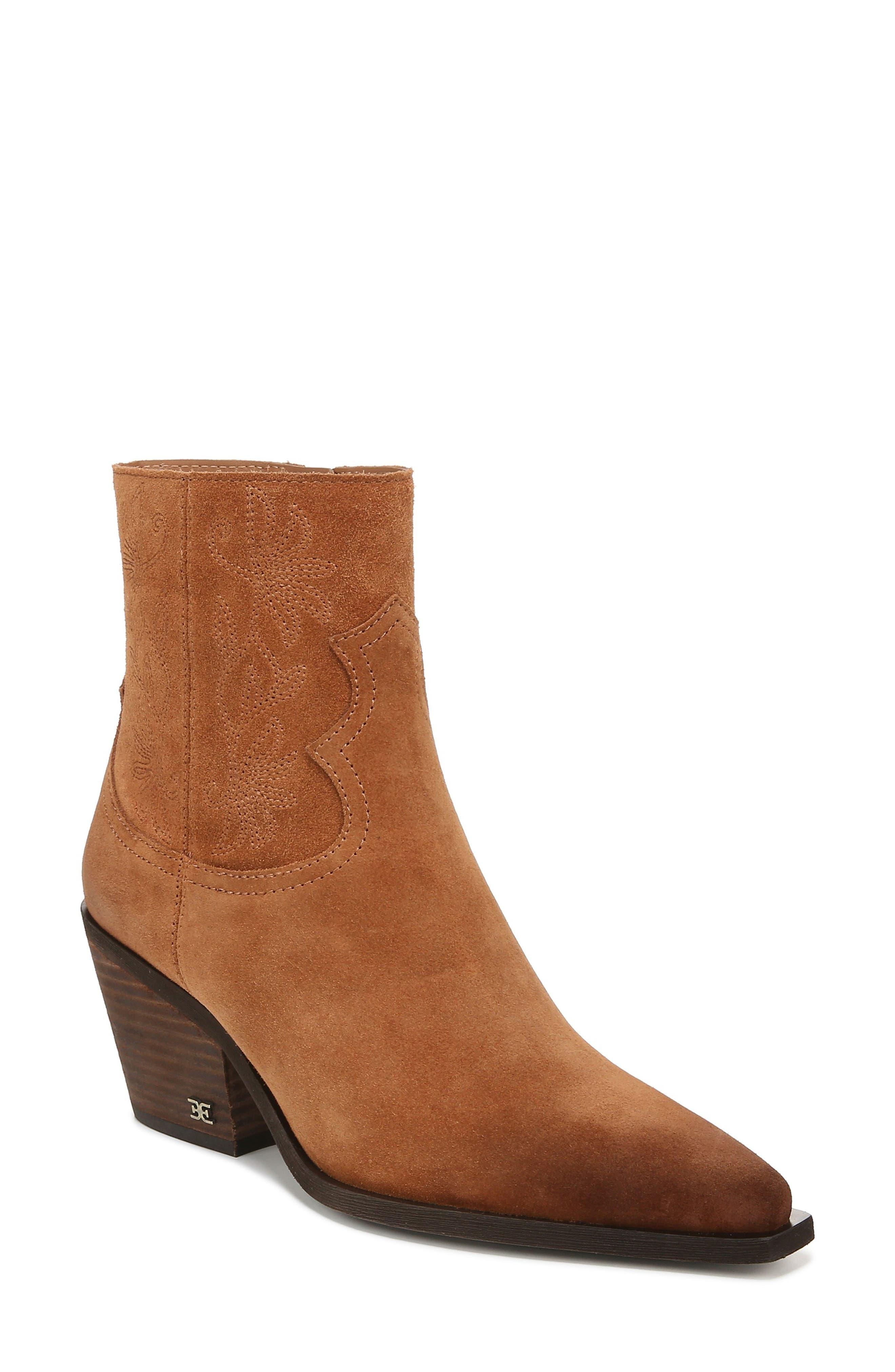 Sam Edelman Wilda Pointed Toe Western Boot in Brown Lyst