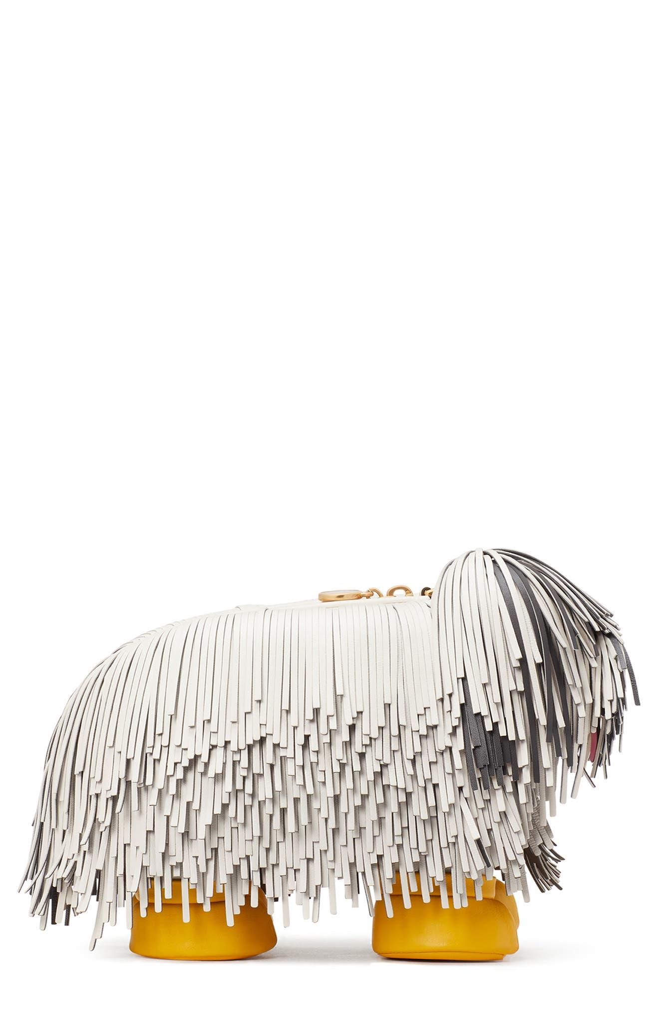 Kate Spade Scrappy Fringed Dog Leather Crossbody Bag in Gray Lyst