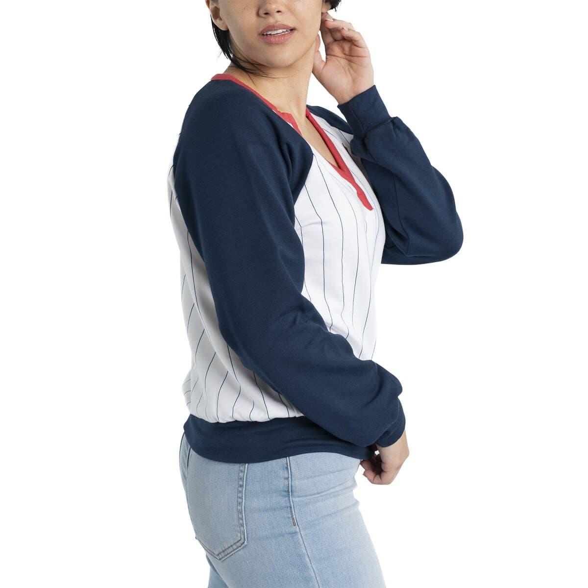 Women's White/Navy Boston Red Sox Plus Size Notch Neck T-Shirt