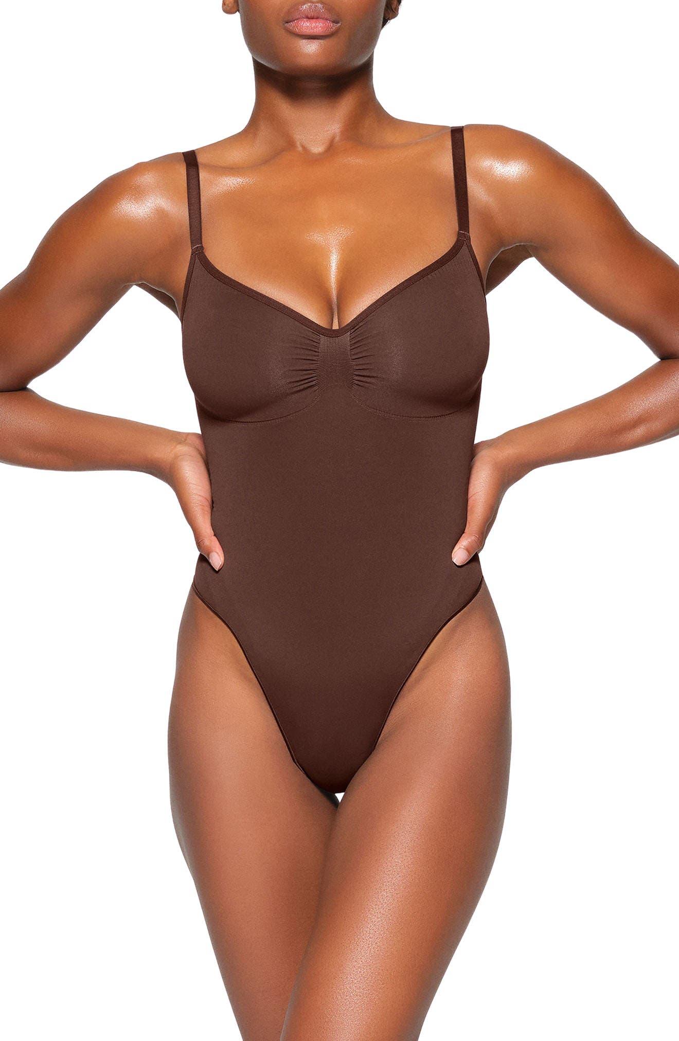 Skims Seamless Sculpt Thong Bodysuit in Brown Lyst