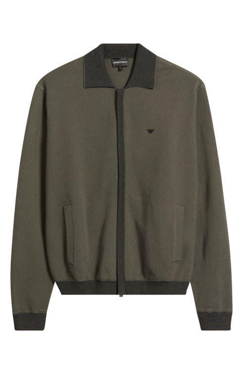 Emporio Armani Wool Zip Cardigan in Black for Men Lyst