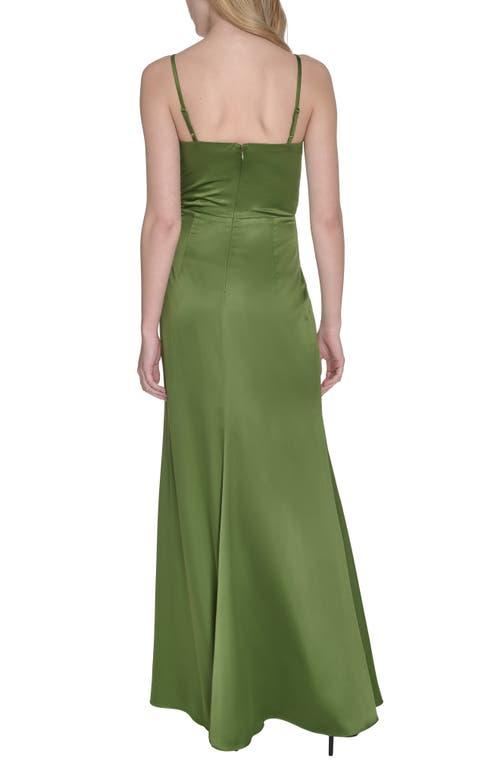vince camuto olive green dress Vince Camuto Satin Cowl Neck Gown in Green