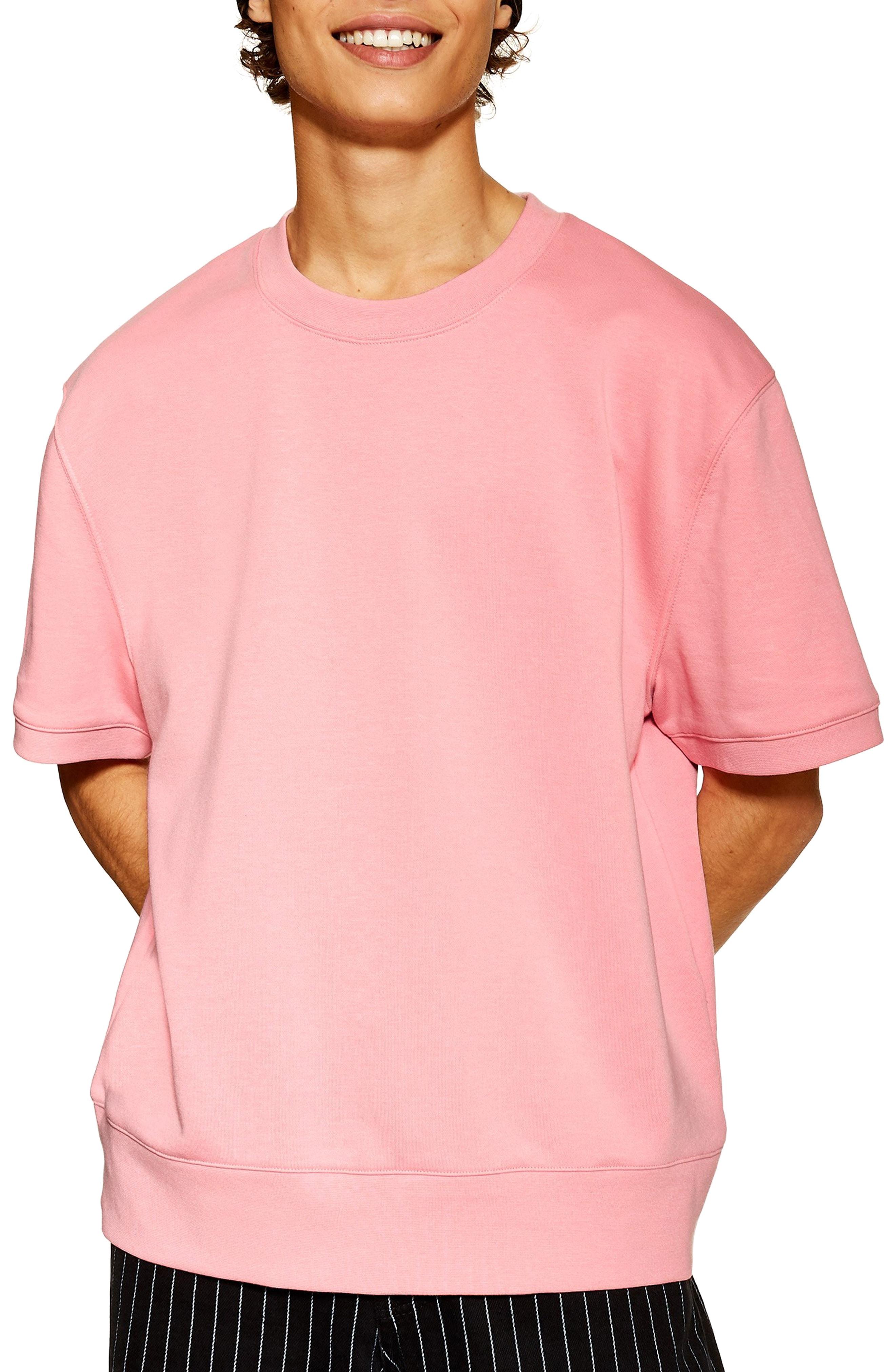 TOPMAN Short Sleeve Crewneck Sweatshirt in Pink for Men - Lyst