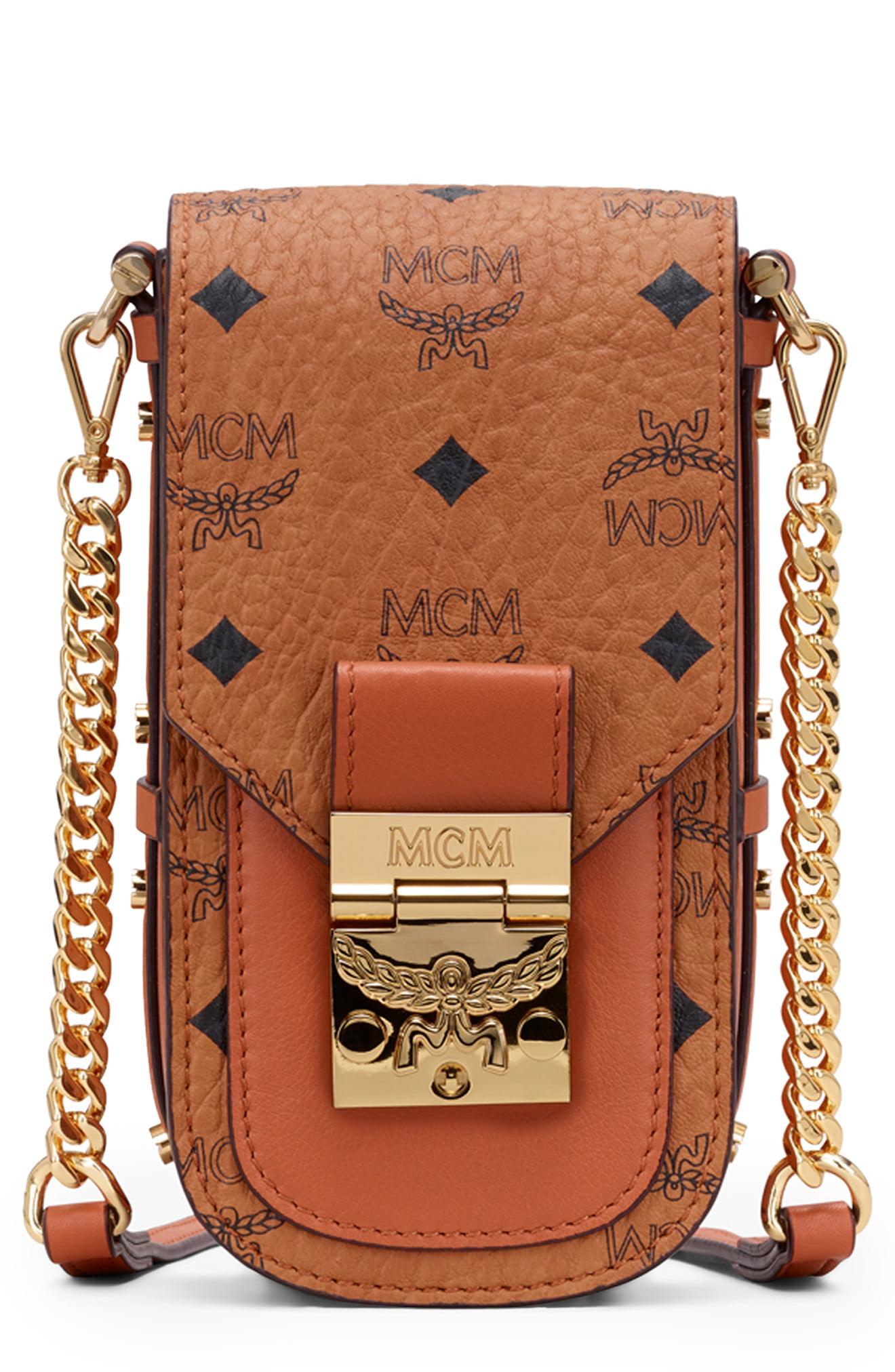 MCM Mini Patricia Visetos Coated Canvas & Leather Crossbody Bag in Cognac (Brown) - Lyst
