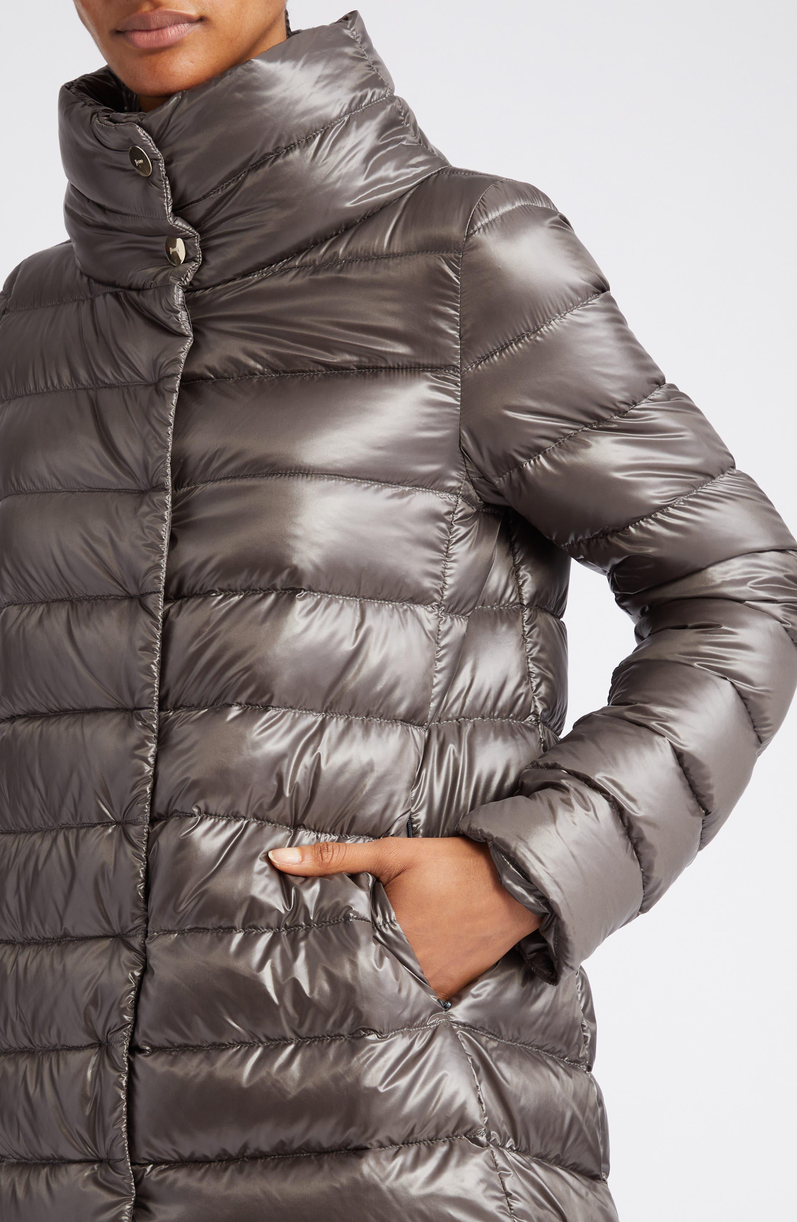 Herno Amelia Water Resistant High-low Down Jacket in Brown | Lyst