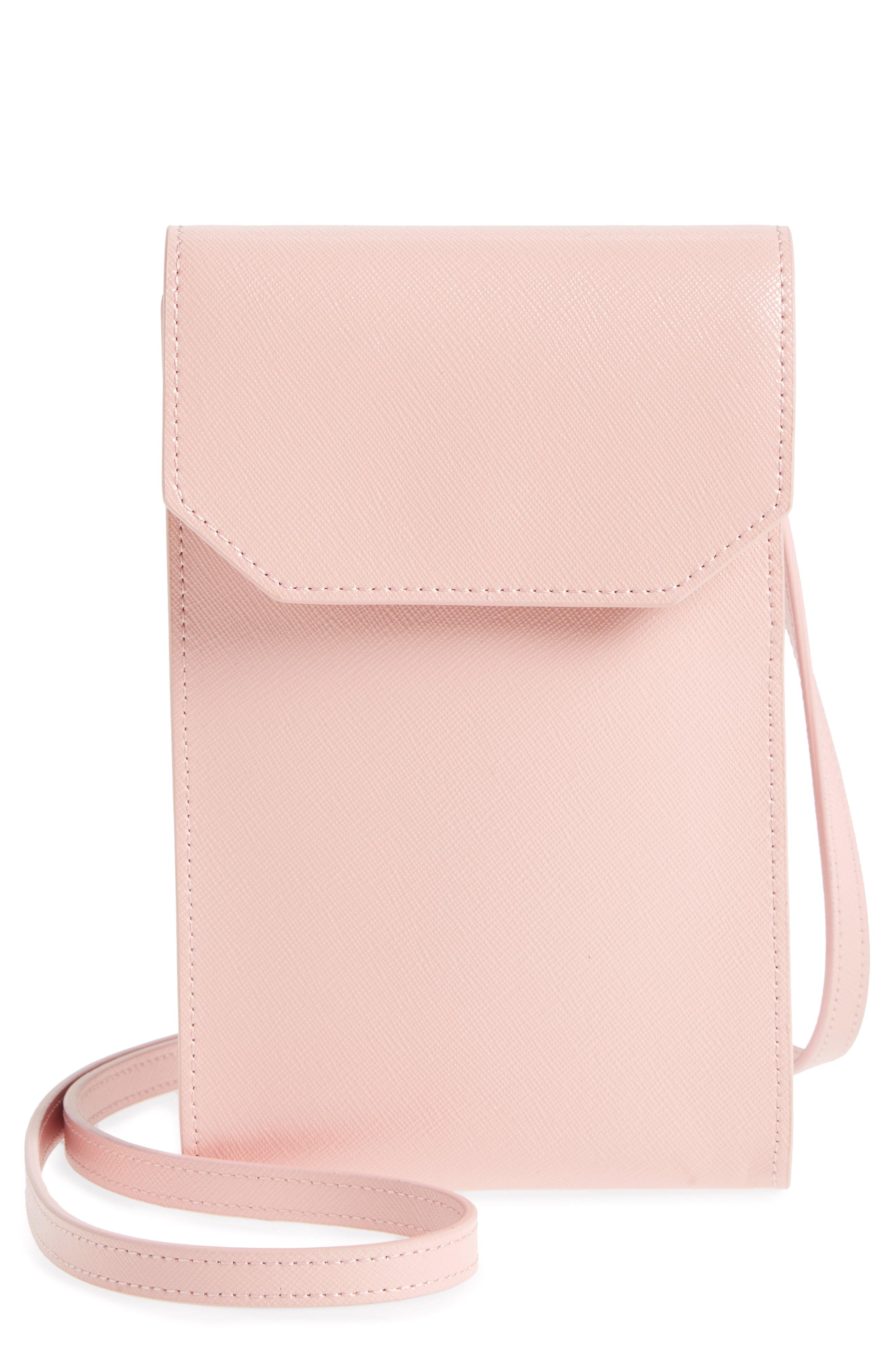 Nordstrom Leather Phone Crossbody Bag in Pink Silver (Black) - Lyst