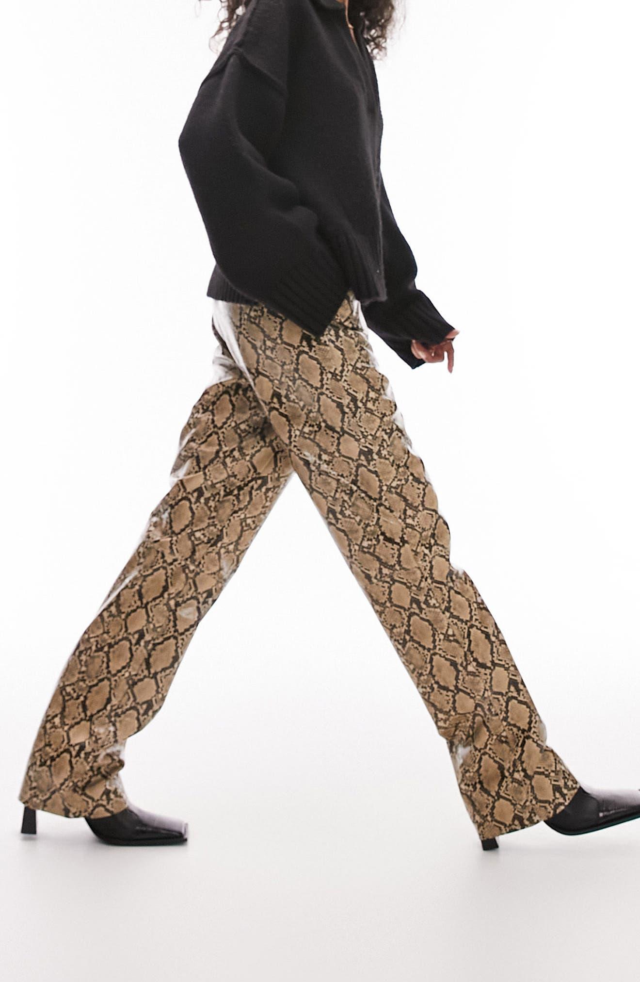 Faux leather shop snake print trousers