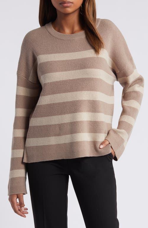 Halogen Stripe Crewneck Sweater in Natural Lyst