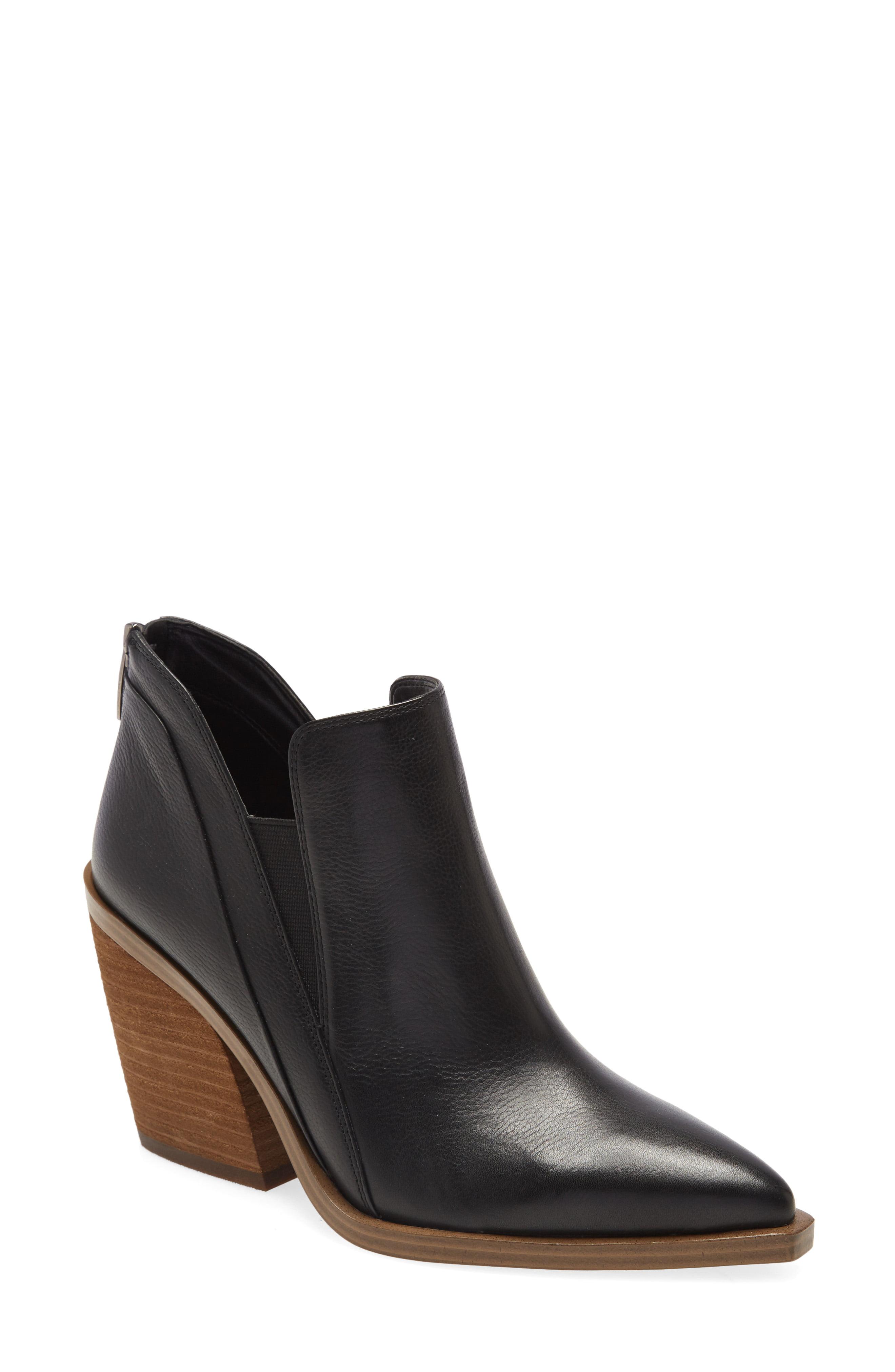 Vince Camuto Gradina Block Heel Bootie in Black Leather (Black) - Lyst
