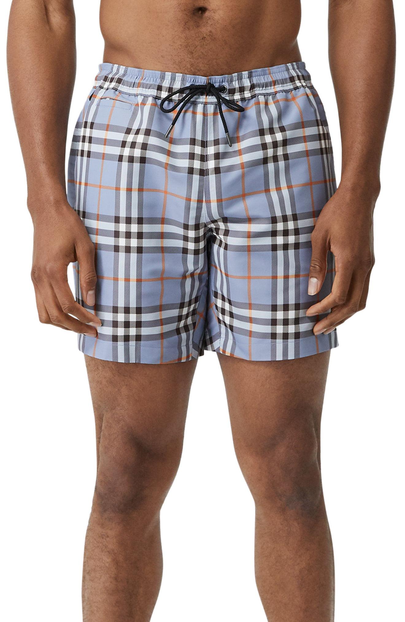 Burberry Check Print Swim Shorts in Blue for Men Save 18 Lyst