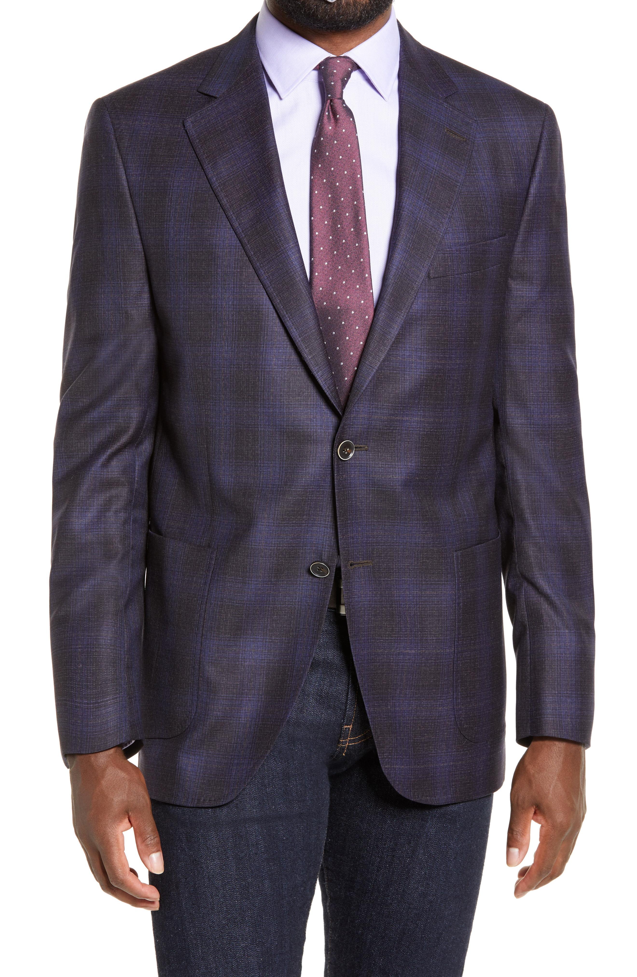 Peter Millar Hyperlight MÃ©lange Plaid Wool Sport Coat in Purple for Men - Lyst