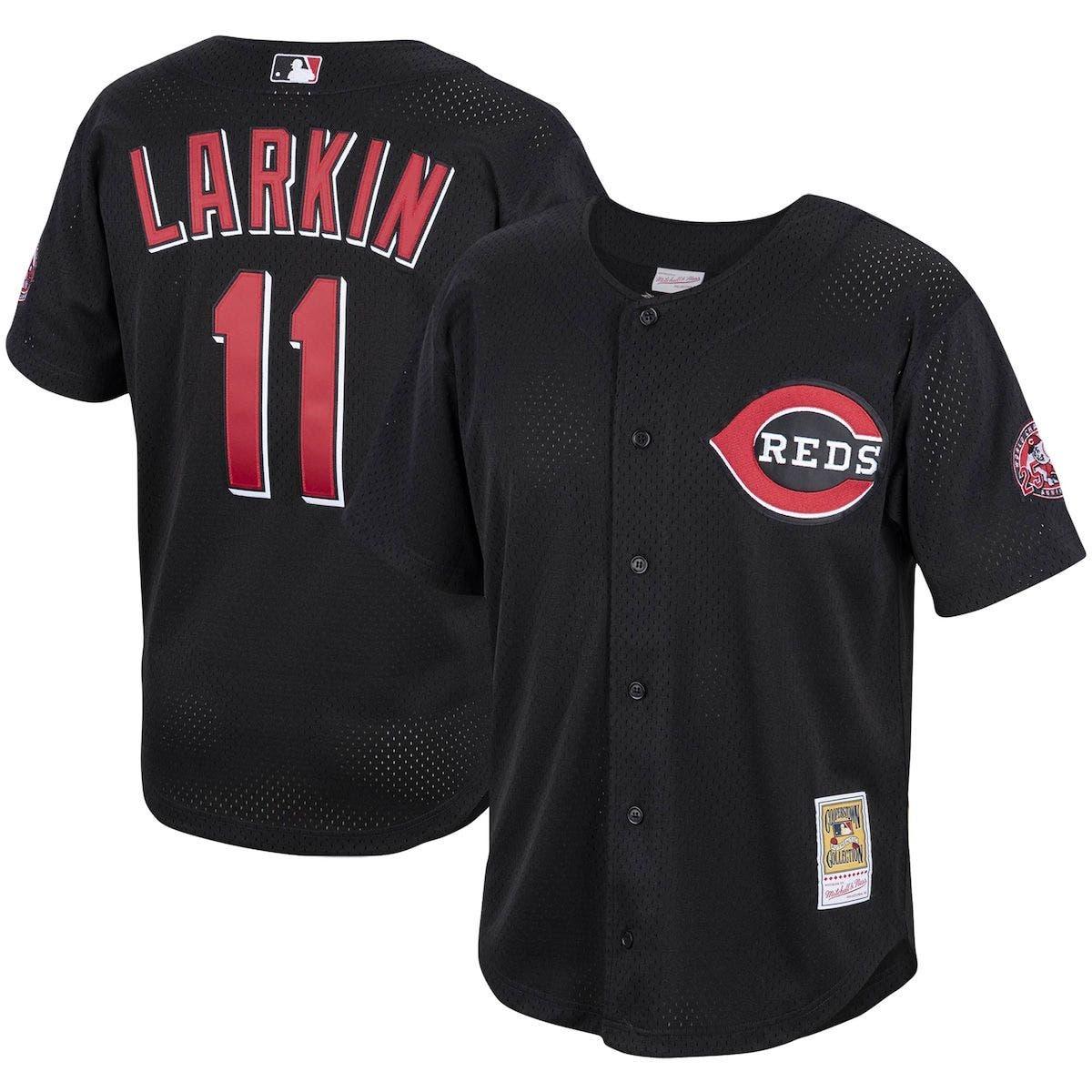 Mitchell & Ness Barry Larkin Black Cincinnati Reds Cooperstown Collection  Mesh Batting Practice Button-up Jersey At Nordstrom for Men
