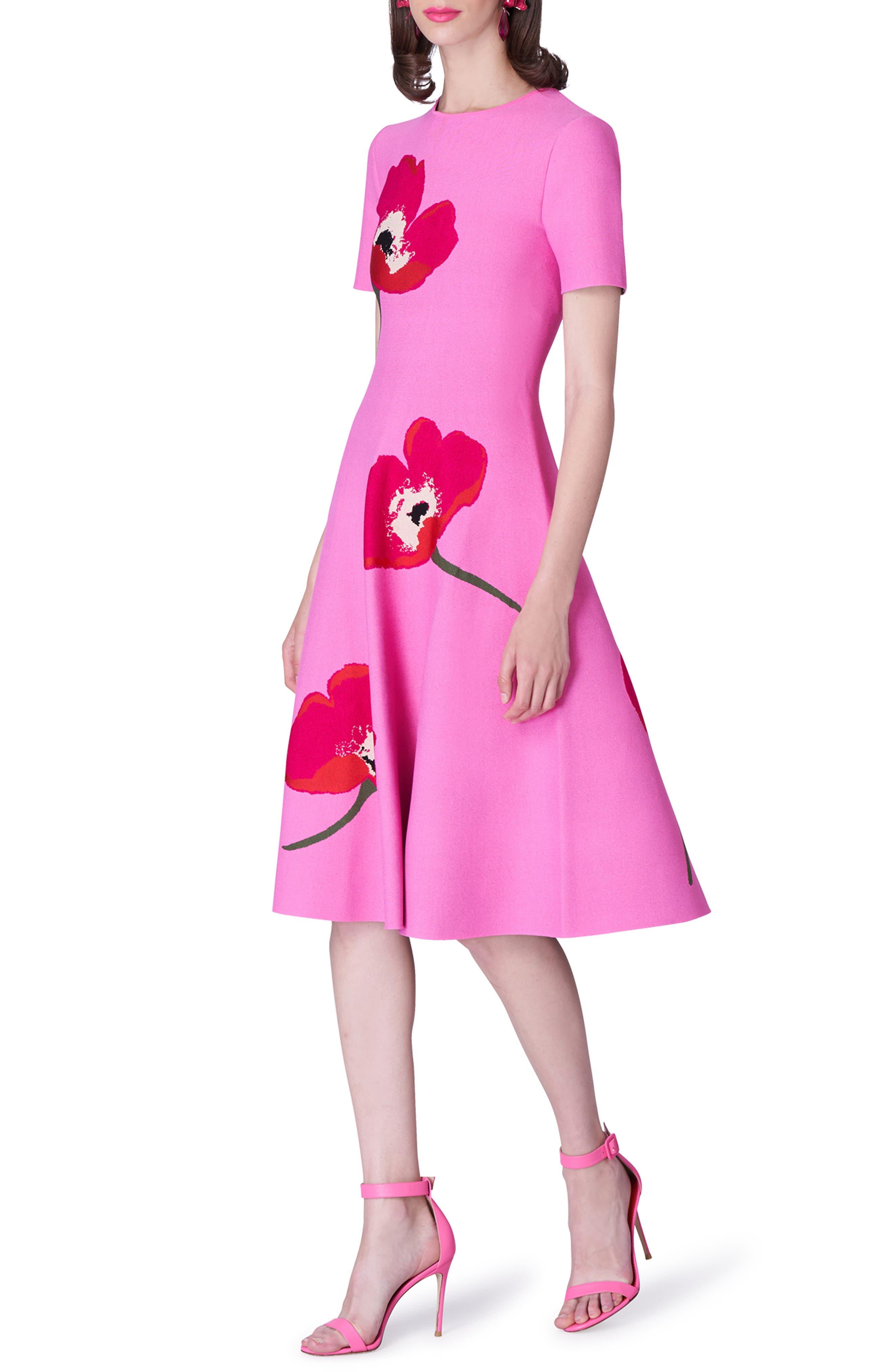Adair pink passion rose jacquard fit & flare dress cheap