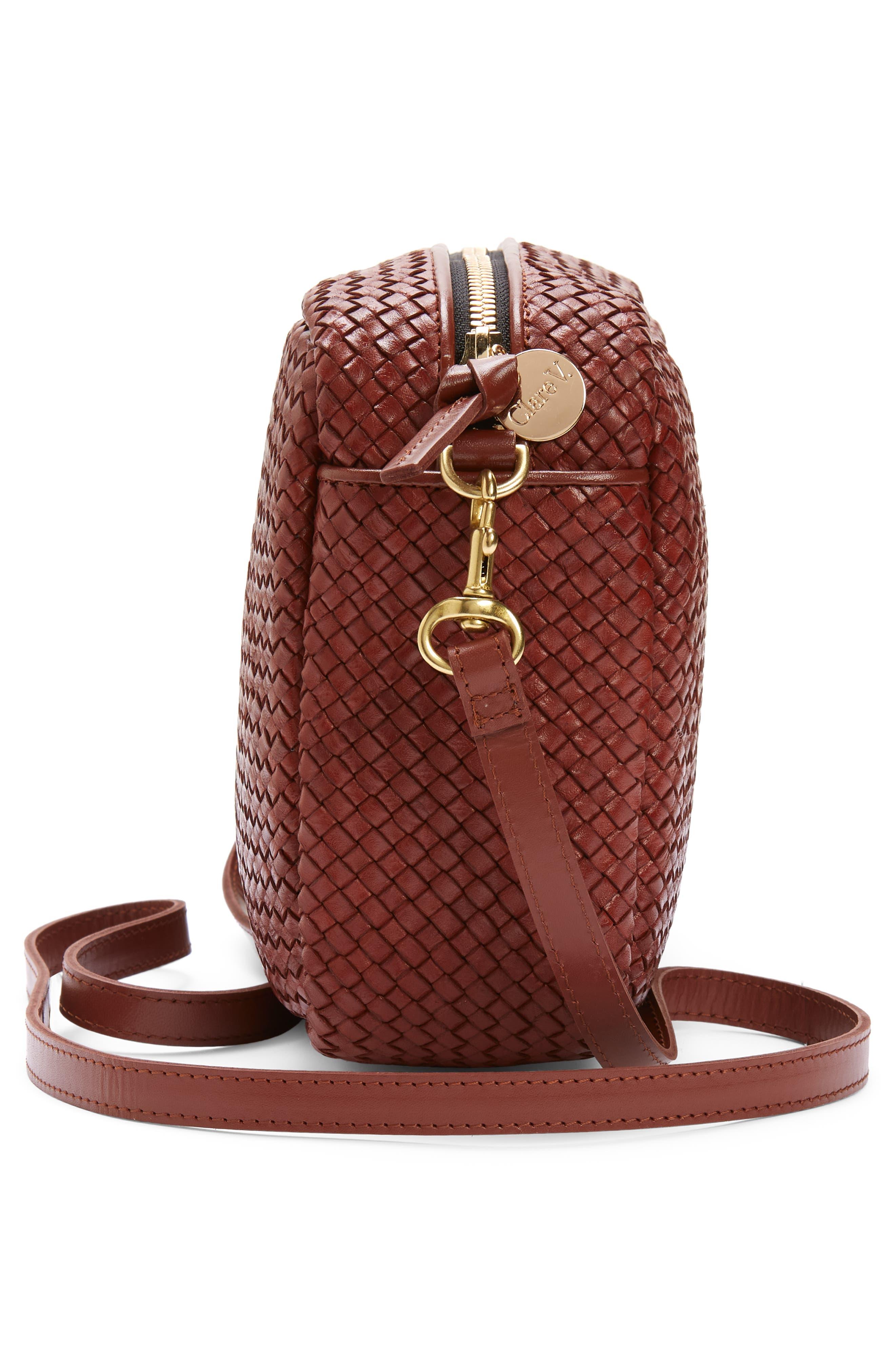 Clare V . Marisol Woven Leather Crossbody Bag, PINSTRIPE WOVEN CHECKER