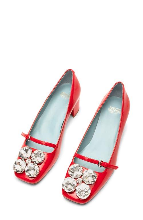 Frances Valentine Josephine Square Toe Pump in Red | Lyst