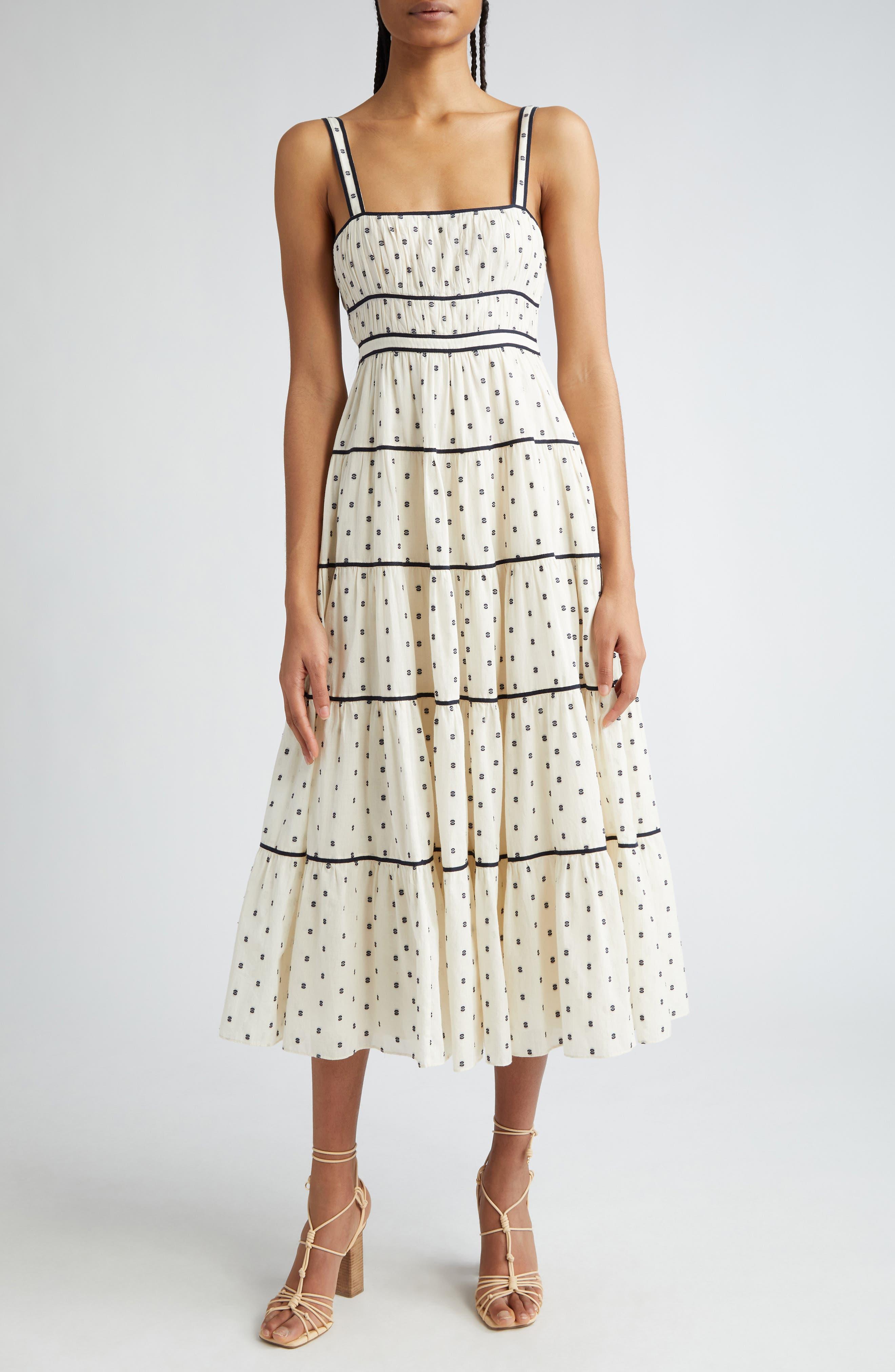 Ulla Johnson Clemente Abstract Print Tiered Cotton Midi
