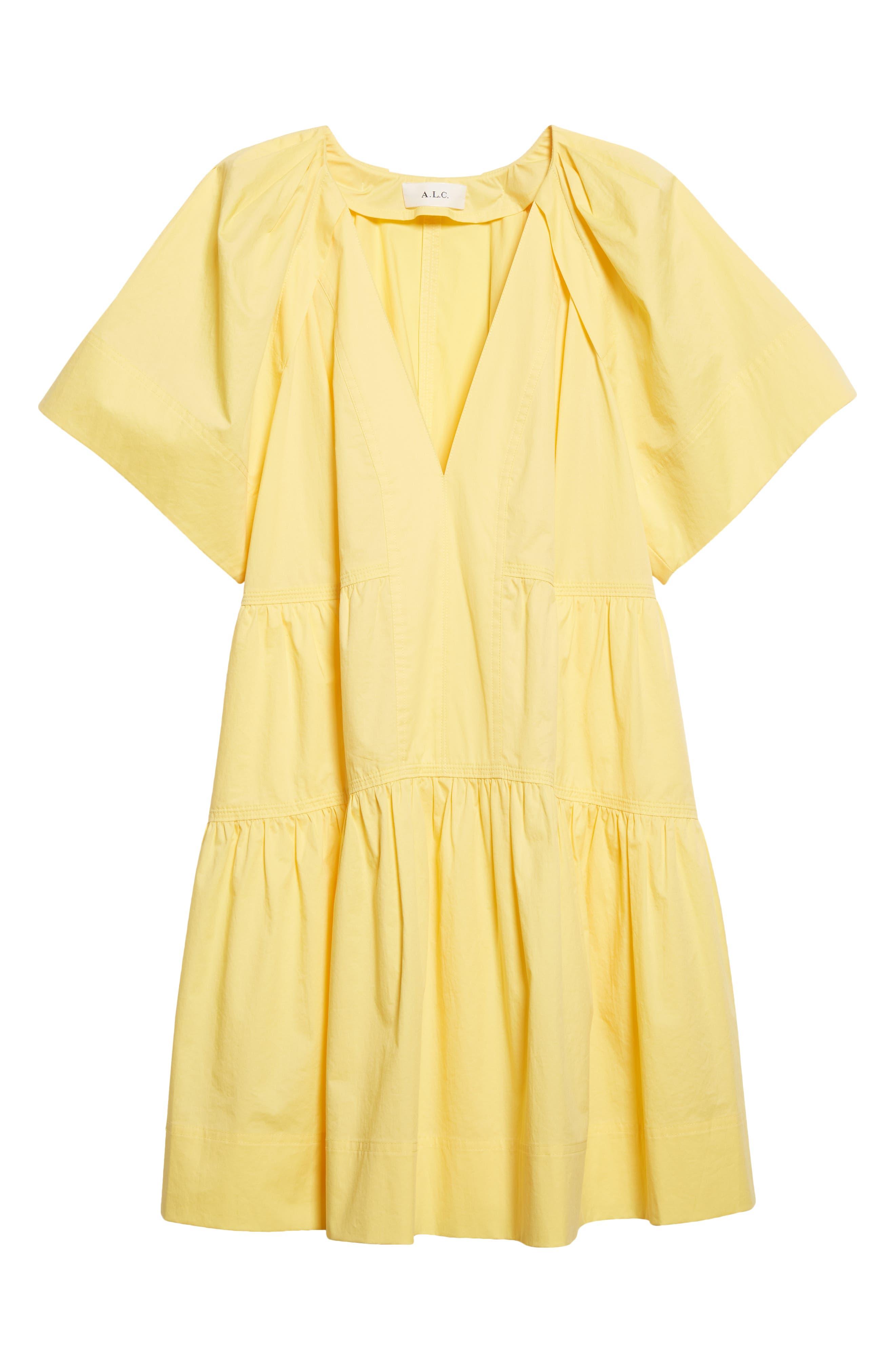 A.L.C. Camila Tiered Cotton Minidress in Yellow | Lyst